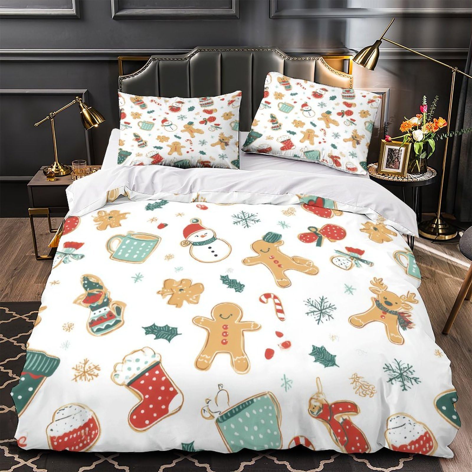 Parure de Couette Noël 3D Microfibre Anti-Plis et Lavable Facilement en Machine