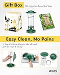 iBorn Metal Bird Feeder for Outside Hanging,Wild Bird Feeders for Cardinal, 18cm Large Roof&Tray Green 6 Port (Seed is not Included)