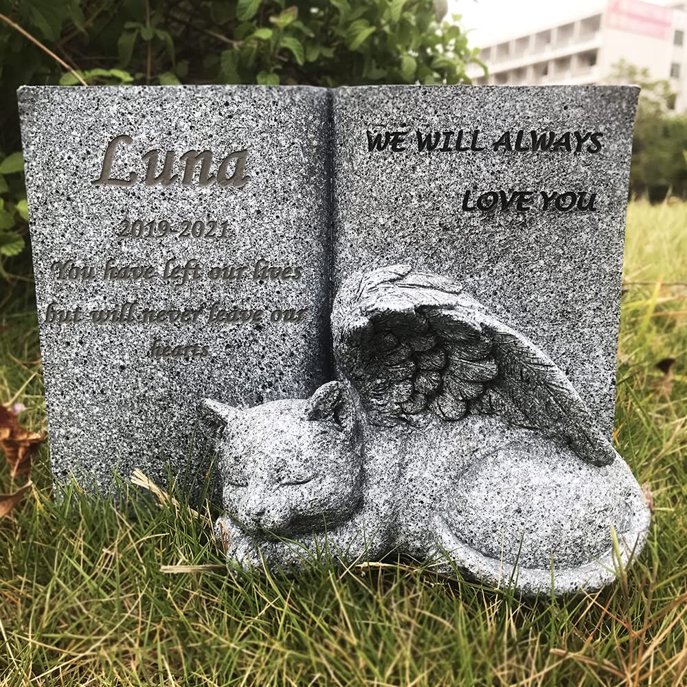 CUDMORERBE PersonalizedβPet Tombstone Cat Memorial Stone, Cat Headstone, Cat Grave Marker Garden Stones, Engraved with Name Name, Date, Quote of Your Pet