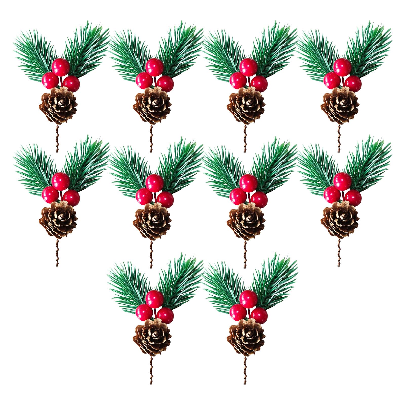 Tsophreniq Artificial Pine Cones Multipurpose Faux Pinecones with Red Berries for Festival Table Centerpieces Wedding Realistic Artificial Pine Cones