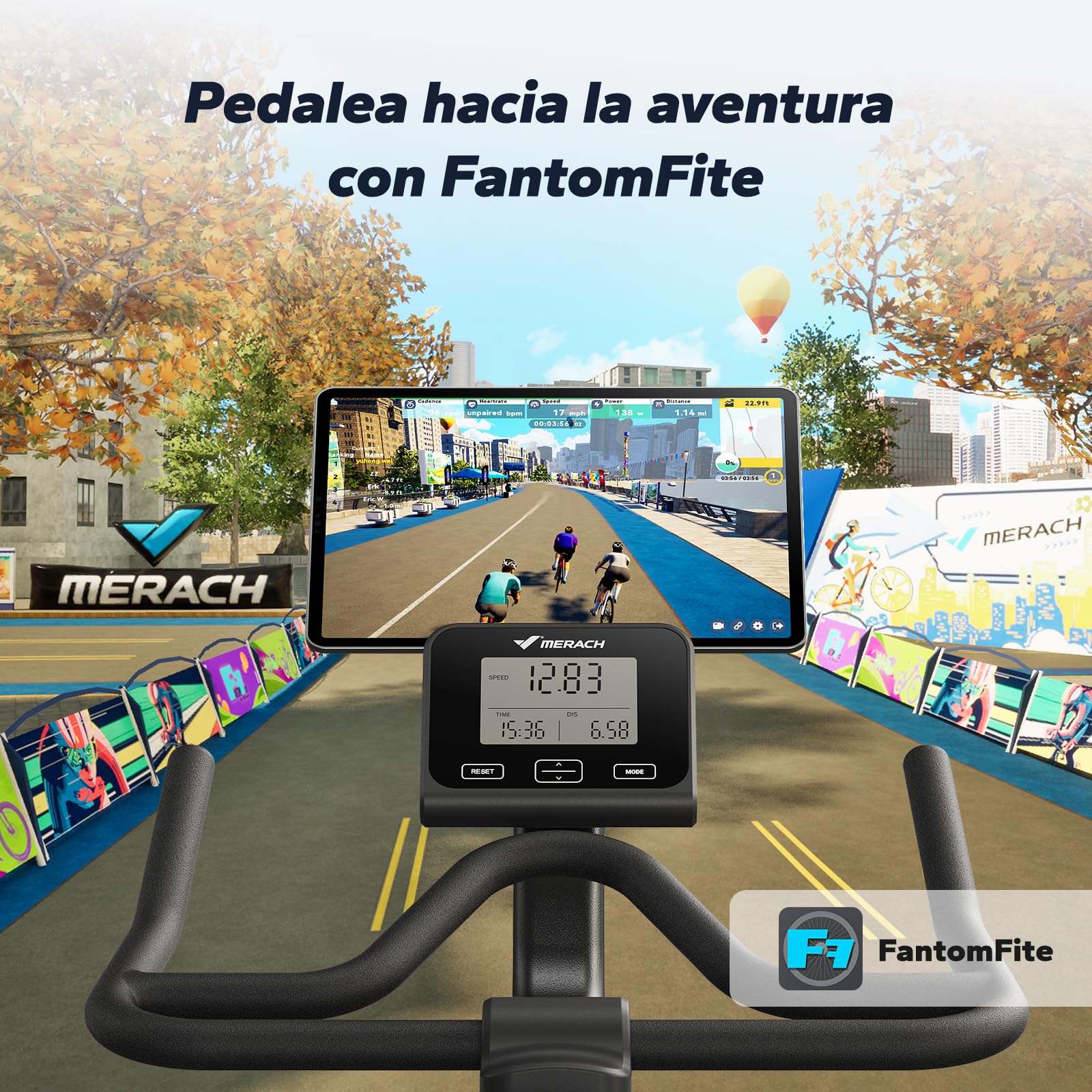MERACH Bicicleta estática con resistencia magnética, silenciosa, con cojín de asiento cómodo mejorado, bicicleta de interior con soporte para tableta, aplicación propia, hasta 158 kg