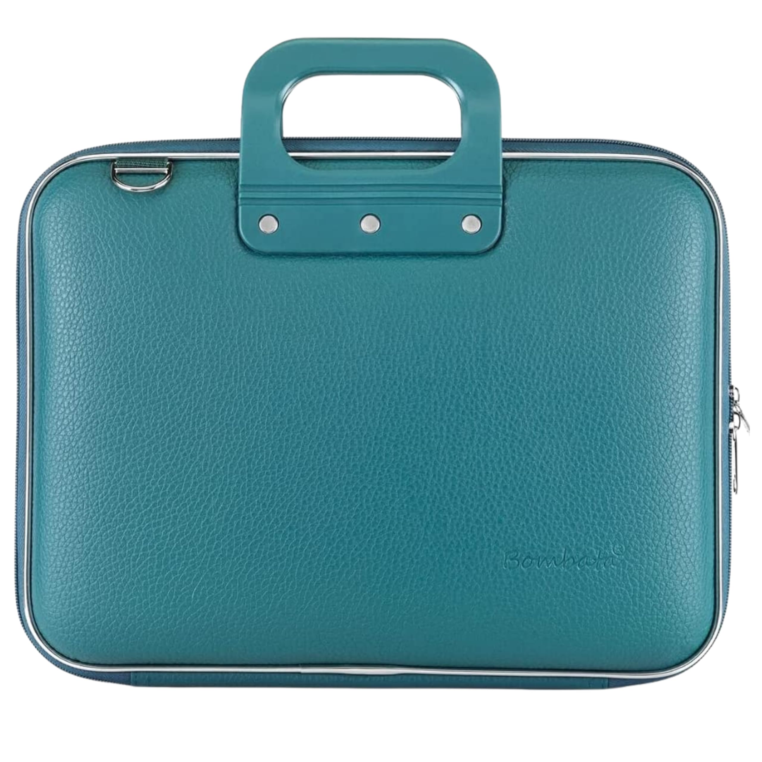 bag per laptop classico con cinturino e pelle sintetica blu petrol