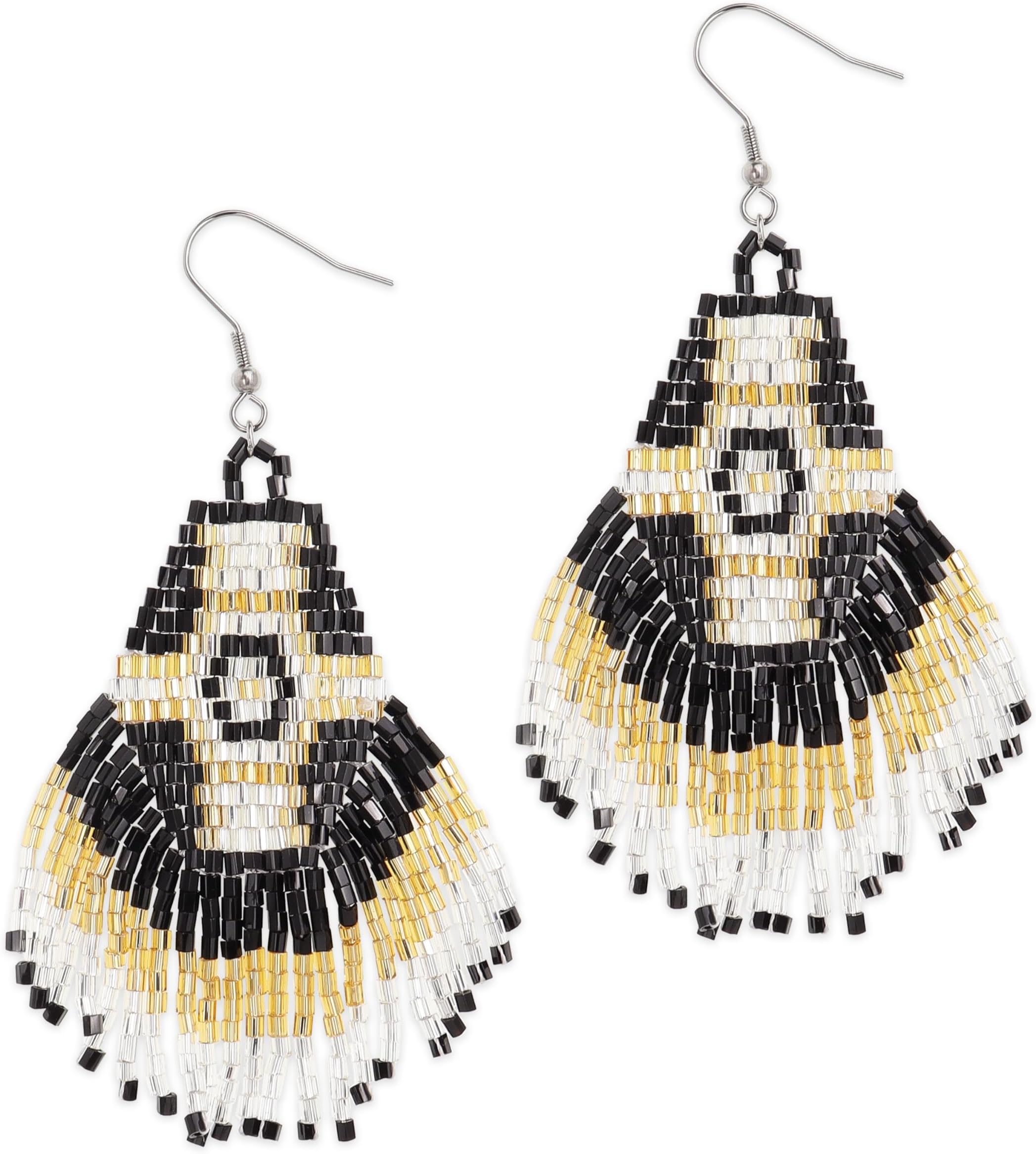 Seed Bead Boho Tassel Earrings for Women, Long Zulu Handmade Gold Beads Dangle Drop Fringe Earing Dangling Bohemian Accessories Summer Beach Jewelry Gift
