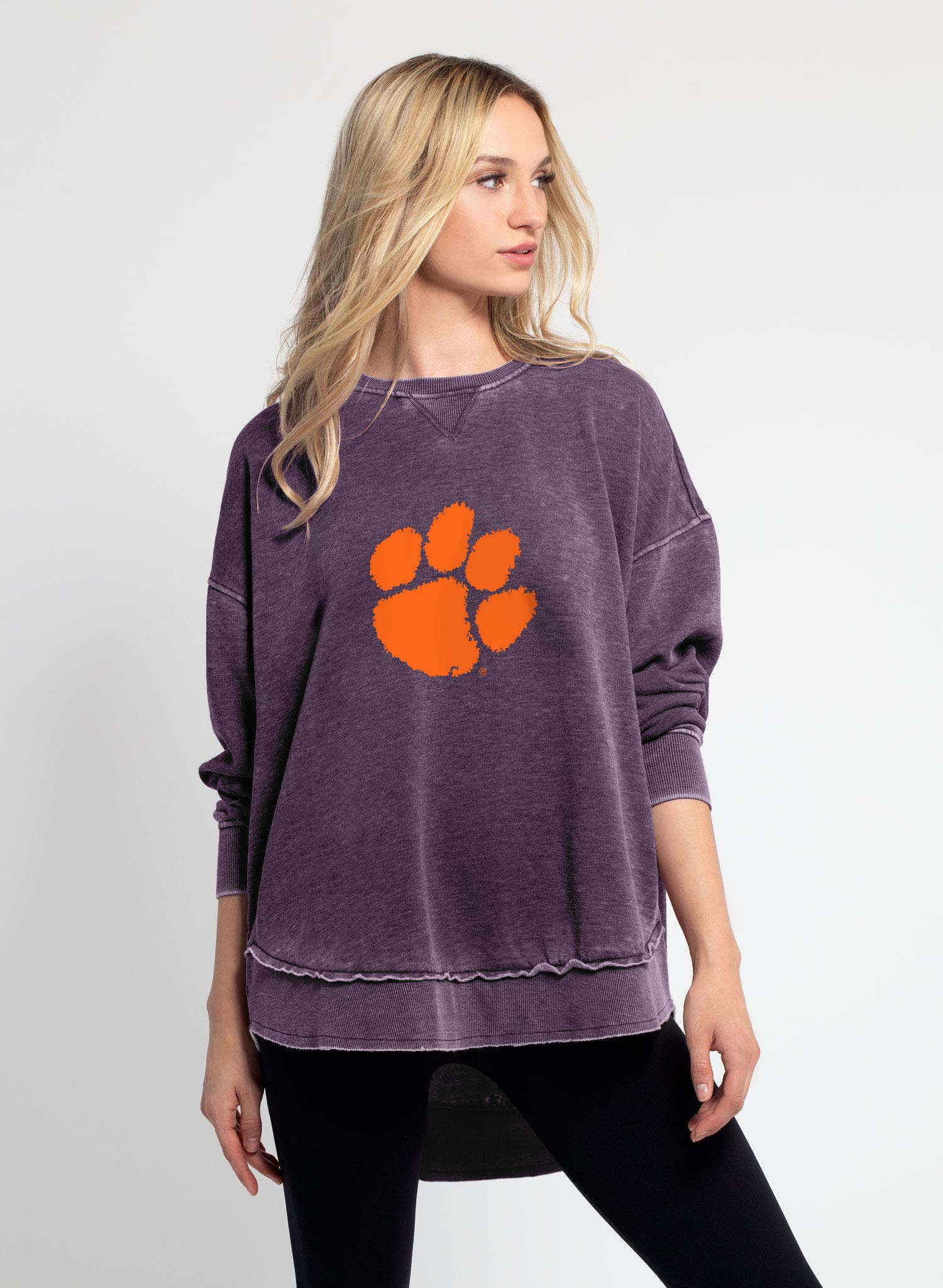 NCAA Clemson Tigers Women's Campus Crew Pullover - Oversized Burnout Fleece Sweatshirt, Oatmeal, Small 3 thumbnail image