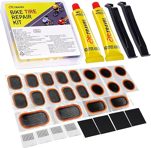 Bike Tire Repair Kit, Bicycle Inner Tube Puncture Patch Kits with 20 PCS Vulcanizing Patches, User Manual, Metal Rasp and Tire Lever, Bike Patch Kit
