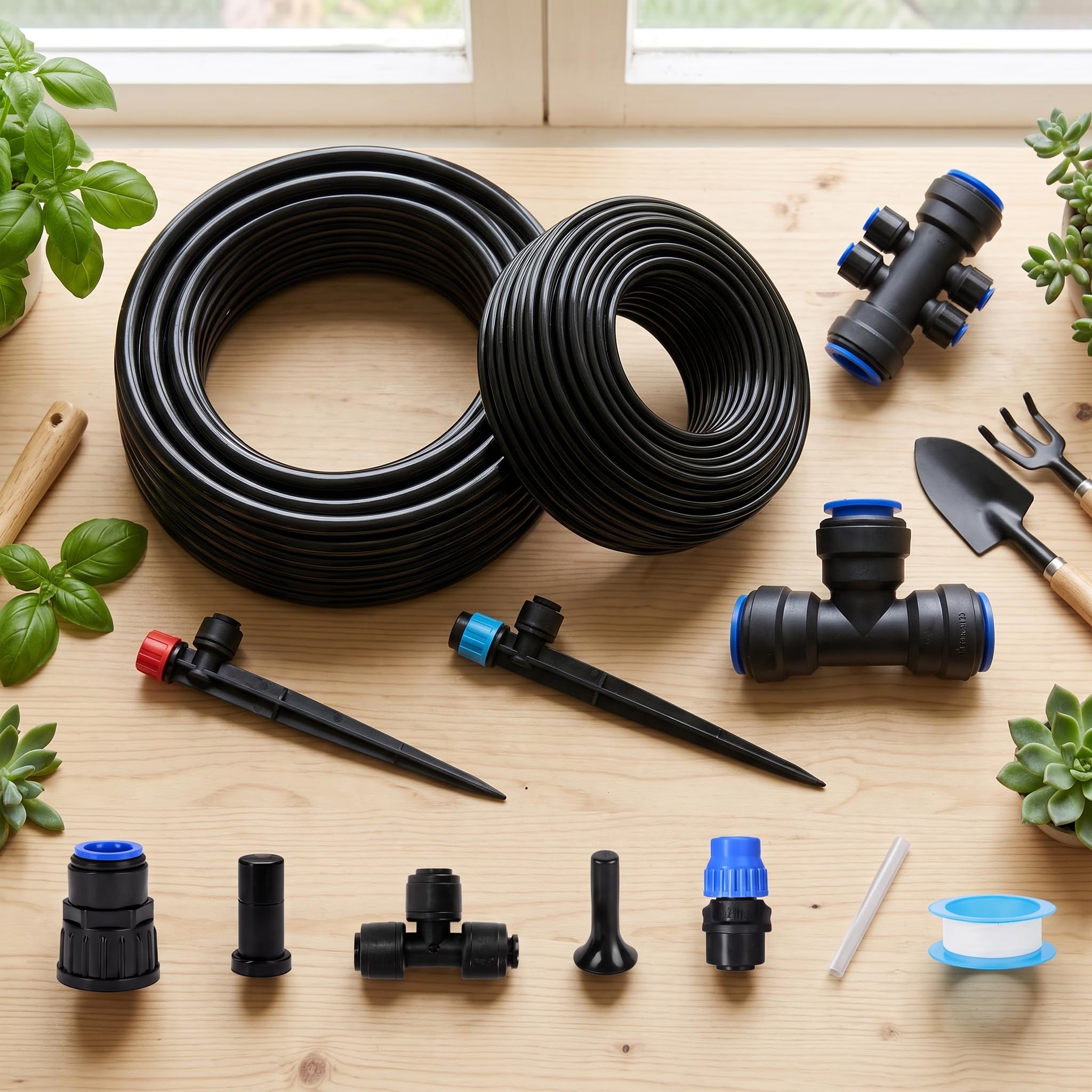 Kit irrigazione a goccia, irrigazione automatica con tubo irrigazione a goccia, impianto irrigazione giardino con regolazion