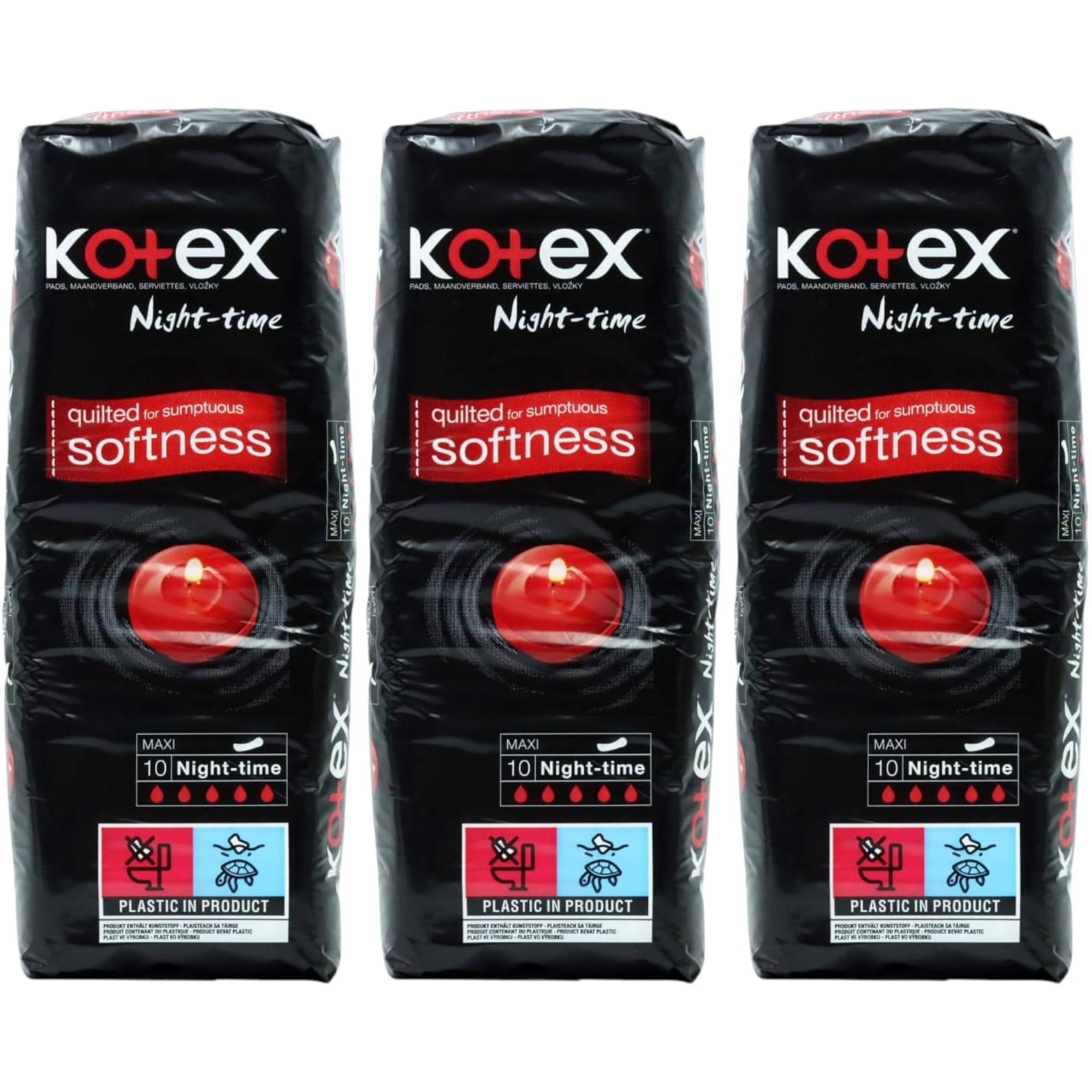 Maxi Night Time Sanitary Towels 3x10 Pack Without Wings [New Packaging]