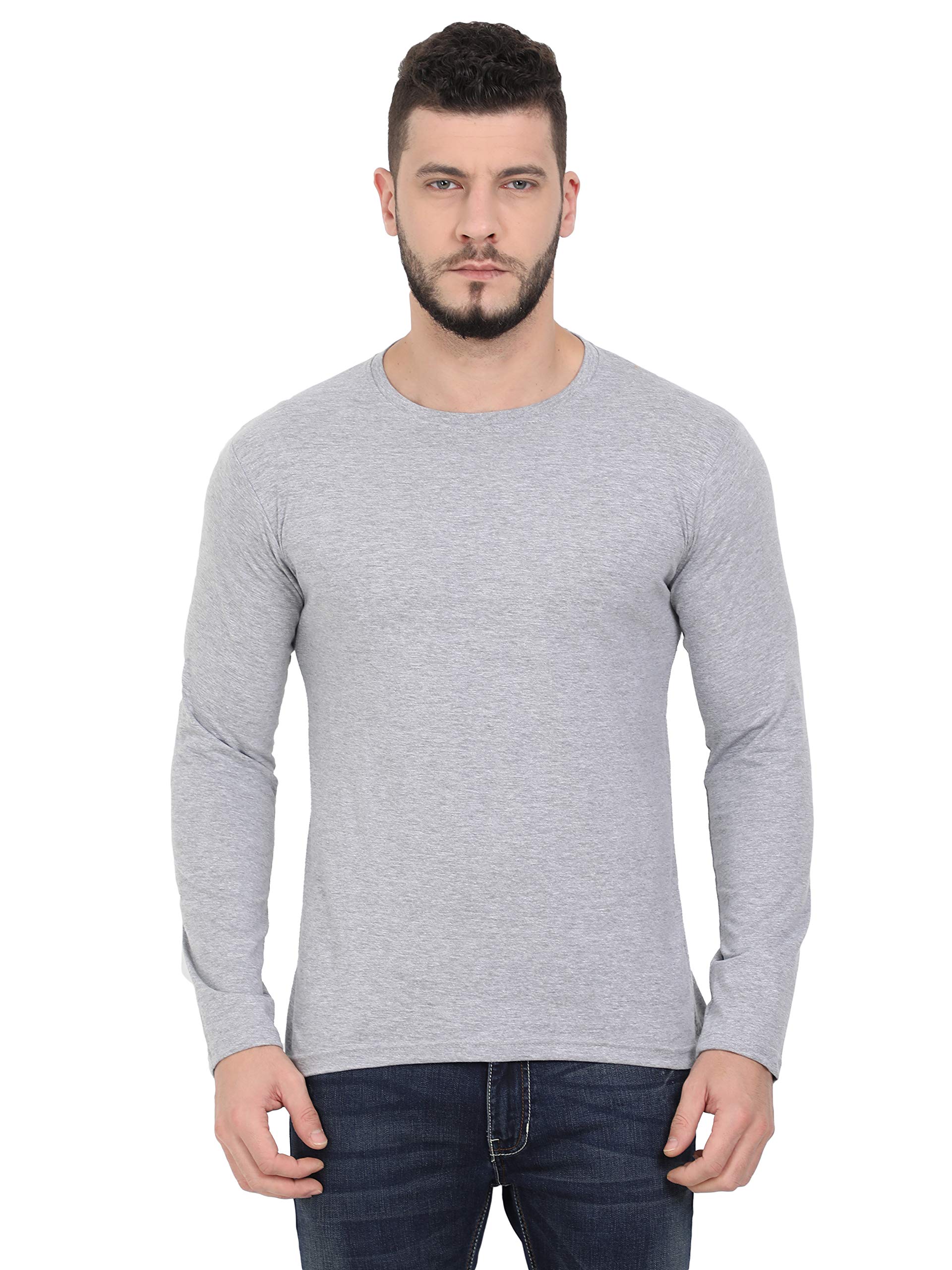 fleximaa Men's Cotton Round Neck Plain Full Sleeve T-Shirt-picture-42
