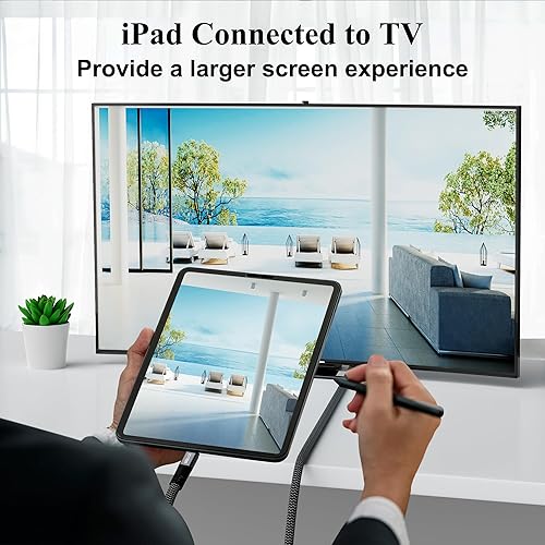 Miniatura 4 de Cable USB C a HDMI de 15 pies, cable trenzado 4K a 60Hz HDR, adaptador USB 3.1 tipo C a HDMI 2.0 para Samsung Galaxy S22, MacBook ProAir, iPad Pro,