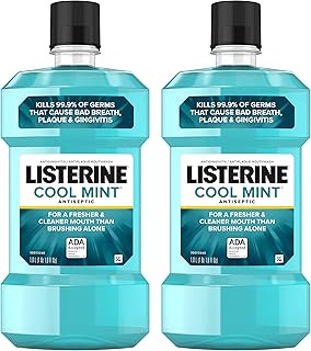 Listerine Mouthwash, Antiseptic, Antibacterial, Bad Breath Treatment, Plaque & Gingivitis Protection, Gum Disease Treatment, Mouth Wash for Adults; Cool Mint Flavor, 1 L (Pack of 2)