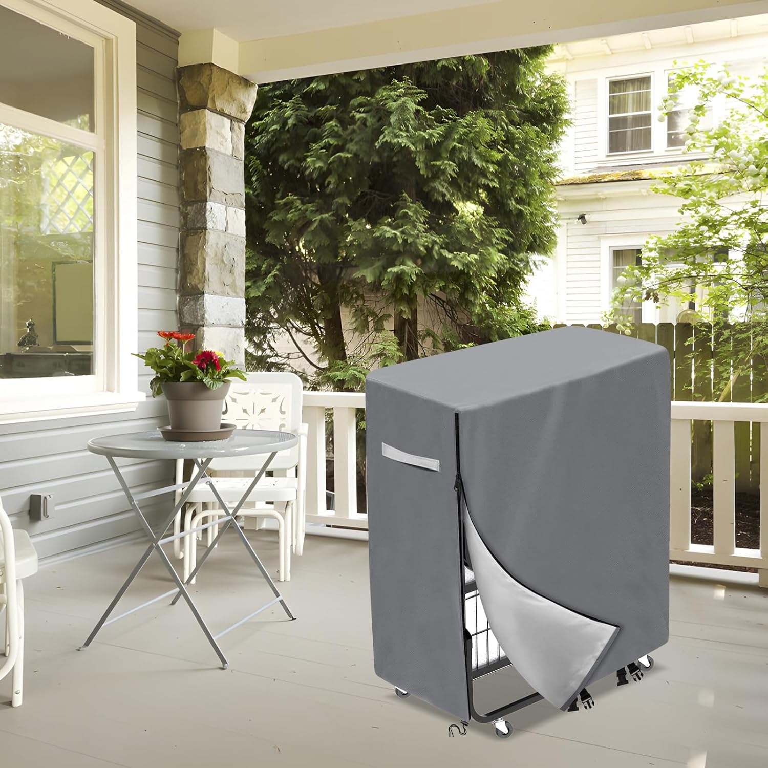 Gasadar Rollaway Bed Cover 38 in Adjustable Folding Bed Storage Cover with Zipper and Elastic Drawstring Heavy Duty Waterproof Dustproof Rollaway Protector 39"L x 15"W x 45"H Gray