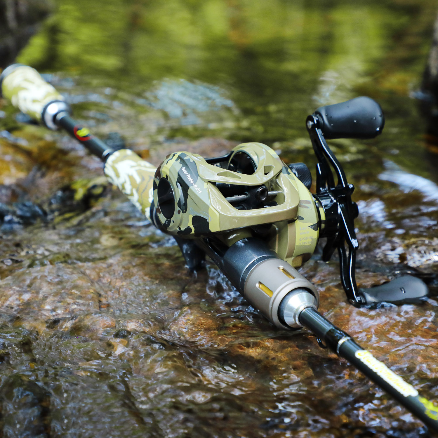 Sougayilang Camo Baitcaster Combo, 2-Piece 30+24Ton Graphite Rod, 8.0:1 Gear Ratio,9+1 Bearings Reel, SuperPolymer Handle,Hook Keeper for Bass, Walleye, Pike, Catfish Fishing : Sports & Outdoors