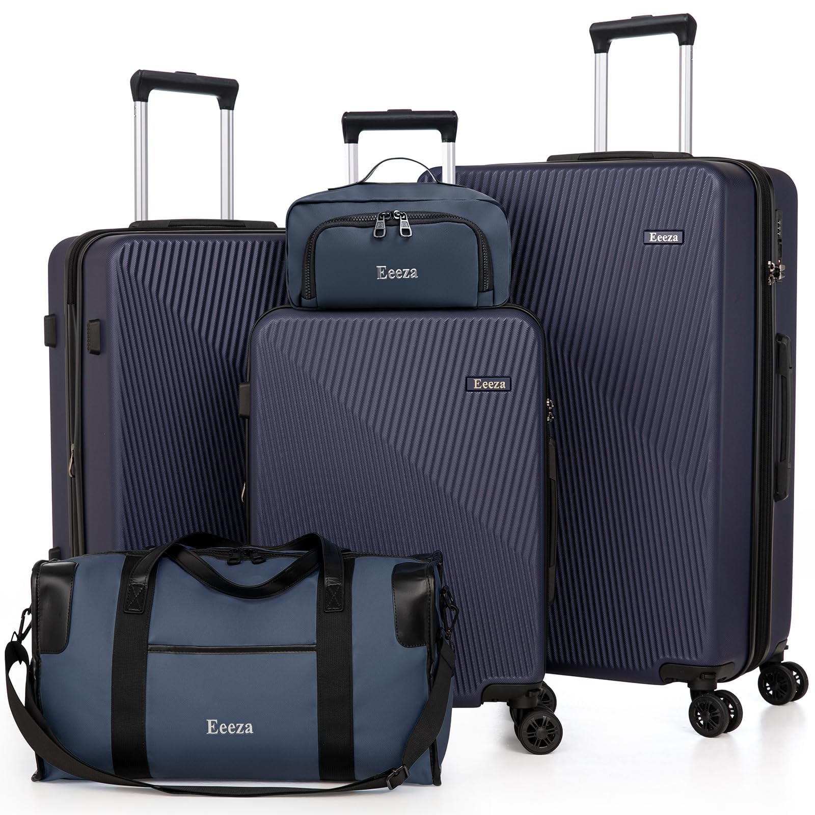 5 Piece Hardshell Luggage Set TSA Lock Spinner Wheels PorscheBlue | 20/24/28" ABS Suitcases with Detachable Wheels, Water-Repellent Exterior &amp; Ergonomic Grip for Daily &amp; Long-Distance Travel