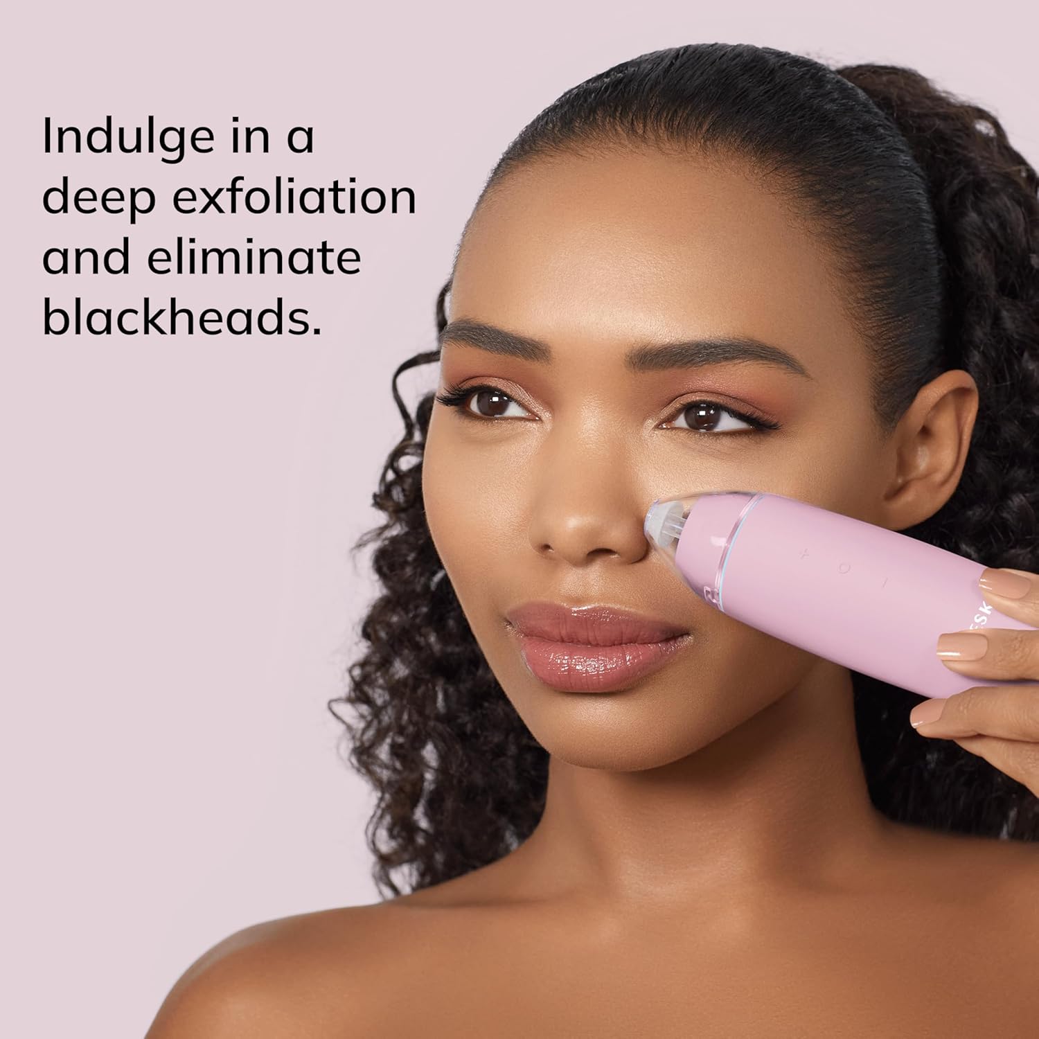Woman using GESKE MicroDermabrasion device on her nose