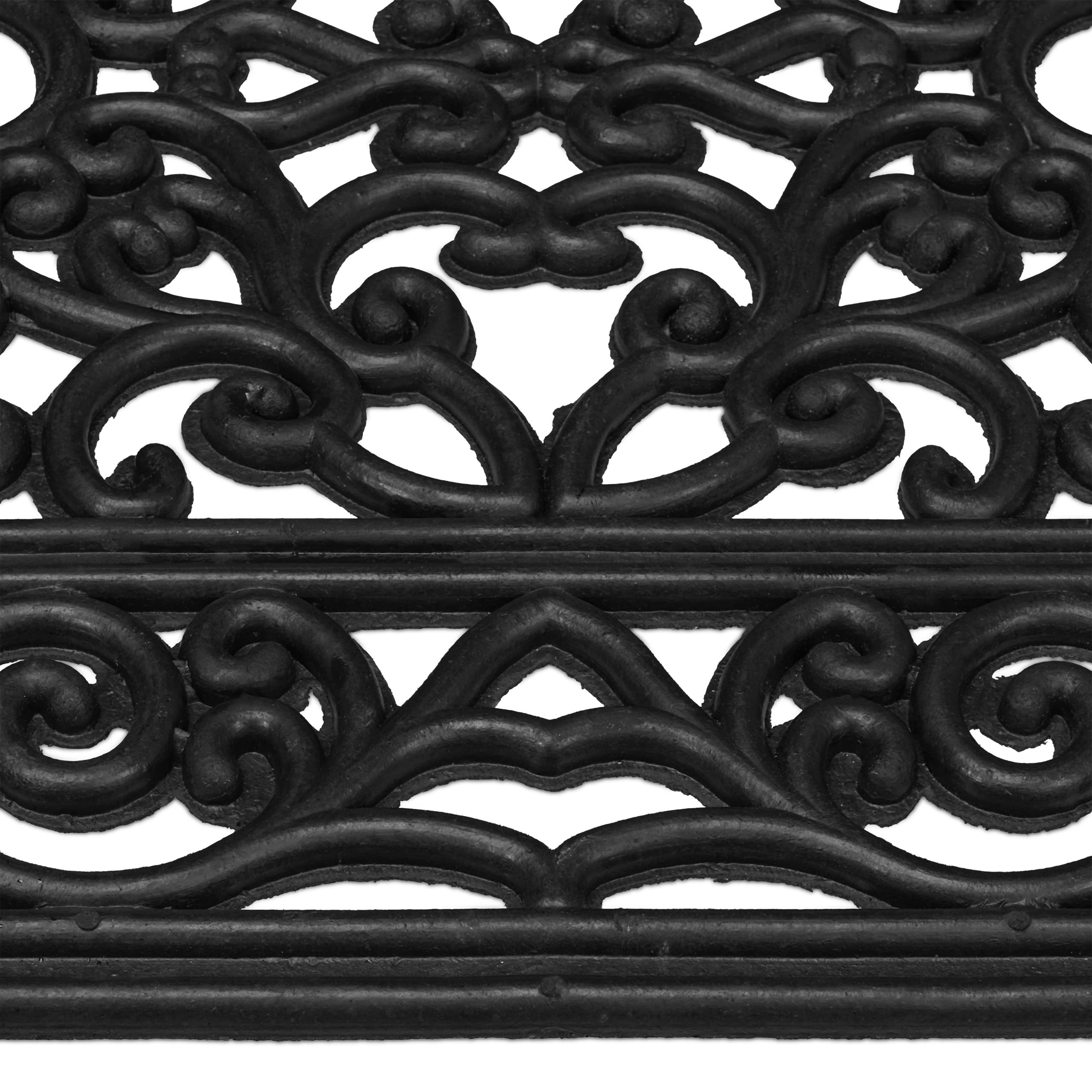 Relaxdays Zerbino in Gomma, Effetto Ghisa, 60x40 cm, Antiscivolo, Impermeabile, Tappetino Entrata, Indoor&Outdoor, Nero, 1 pz