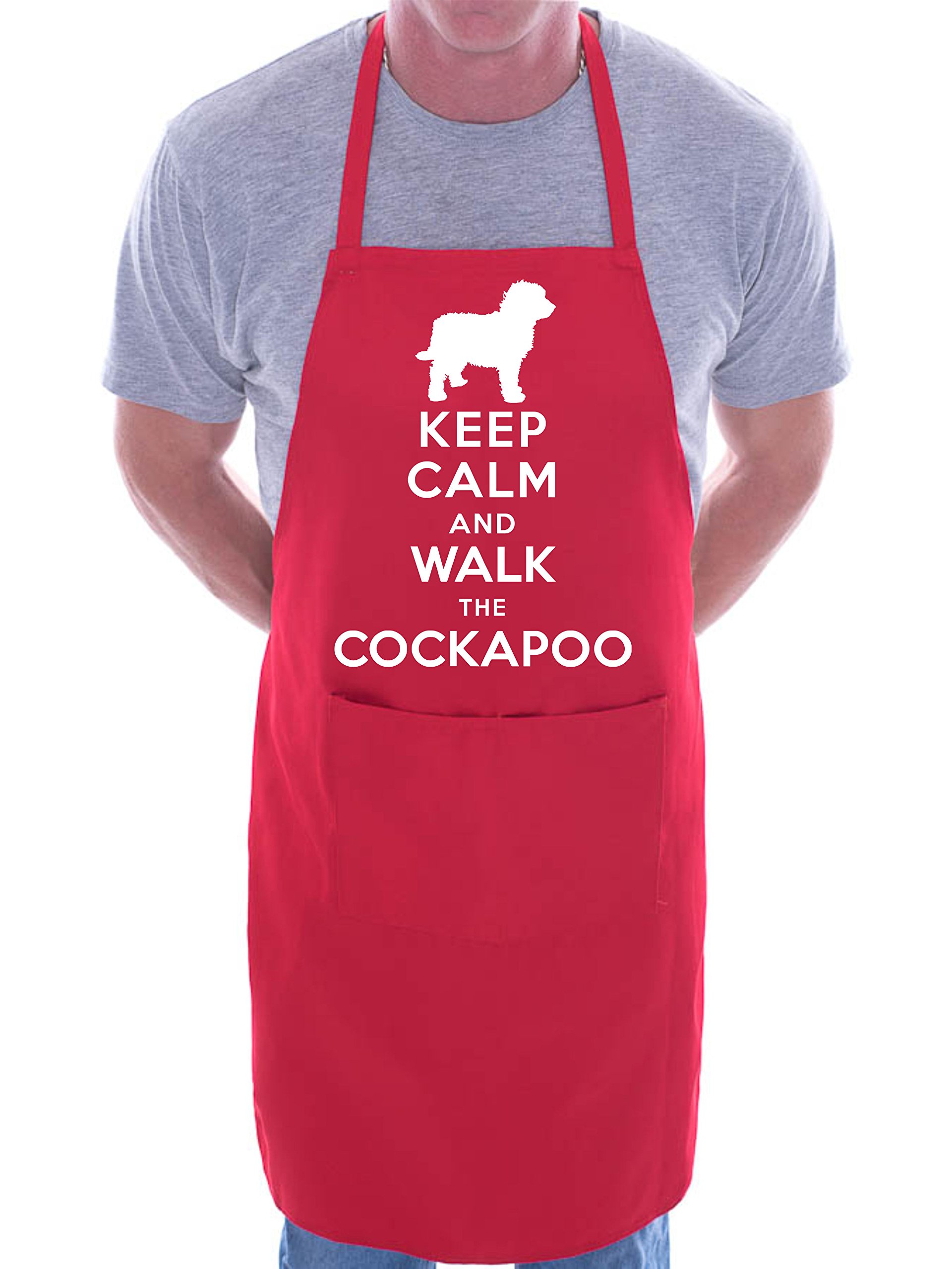 Print4u Men's Red Keep Calm Walk The Cockapoo Dog Lover Bbq Cooking Novelty Apron