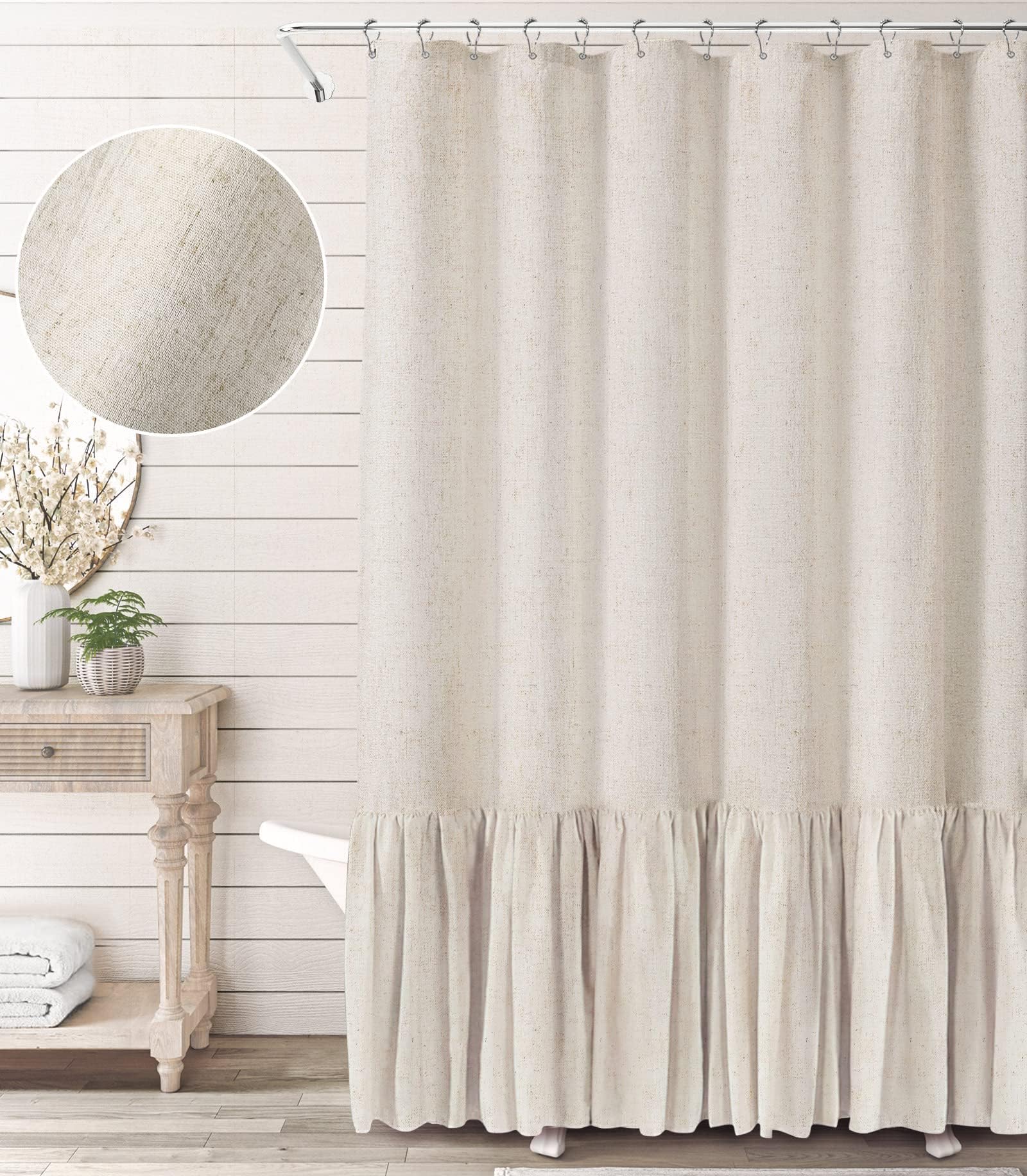 Stall Shower Curtain 36x72 Farmhouse Beige Shower Curtain with A Ruffle