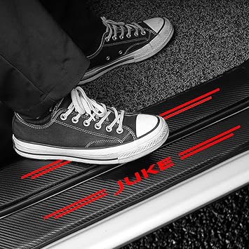 4pcs Car Door Sill Protector Strips for Nis-san JUKE Styling Tuning Accessories Scuff Kick Plate Edge Guard Sticker Anti Scratch Carbon Fibre Wrap Film,Red