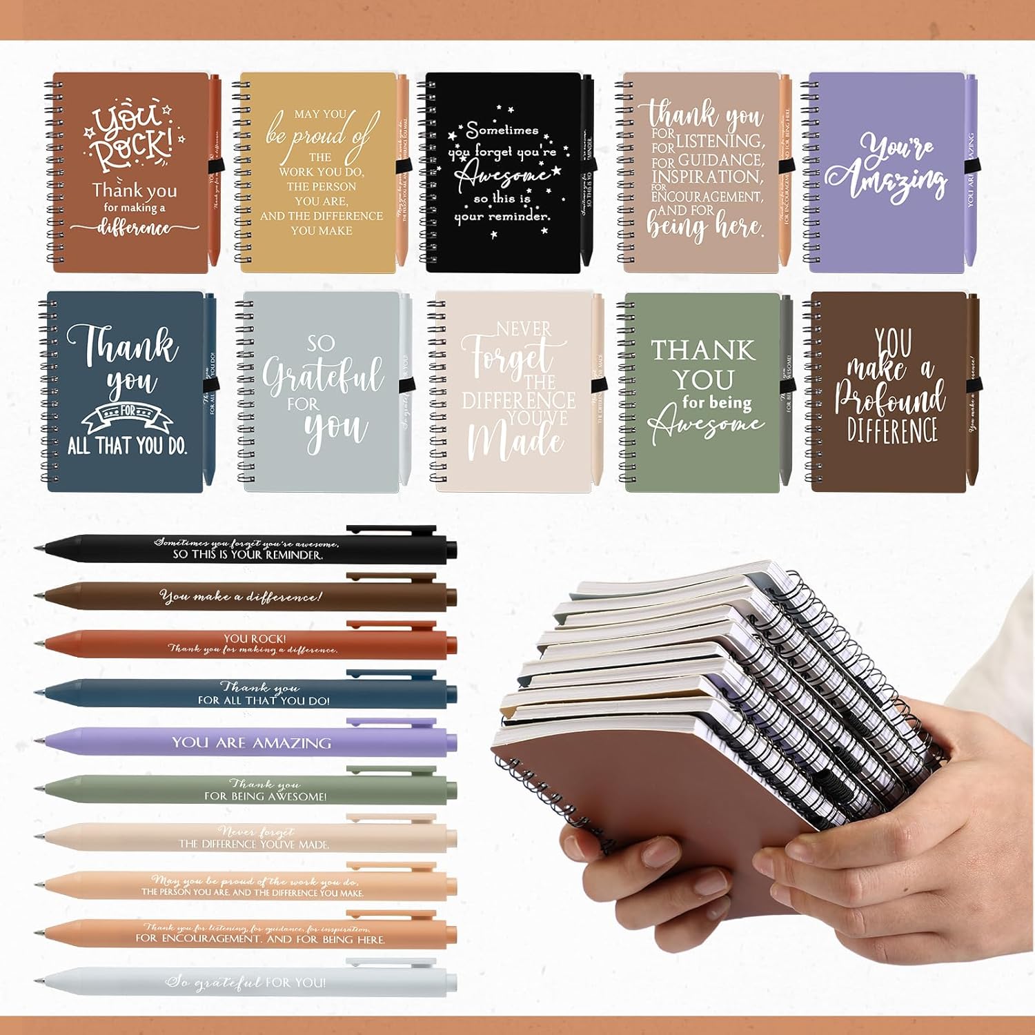 Tellingyou 20 Pcs Employee Appreciation Gift Bulk A6 to Do List Notebook with Ballpoint Pens Motivational Notepad for Coworker Social Worker Staff Teacher Nurse Dispatcher Volunteer (Neutral Colors) - Image 4