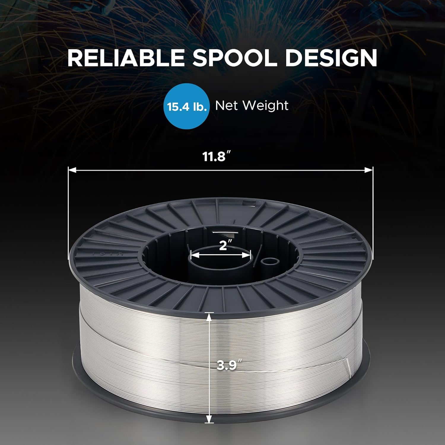 OMTech Magnesium Aluminum Welding Wire, 0.047" Diameter MIG Welding Wire for Laser Welder with Strong Spool, 15 Pound Multipurpose Weld Wire for Low Splatter & All Position Welding