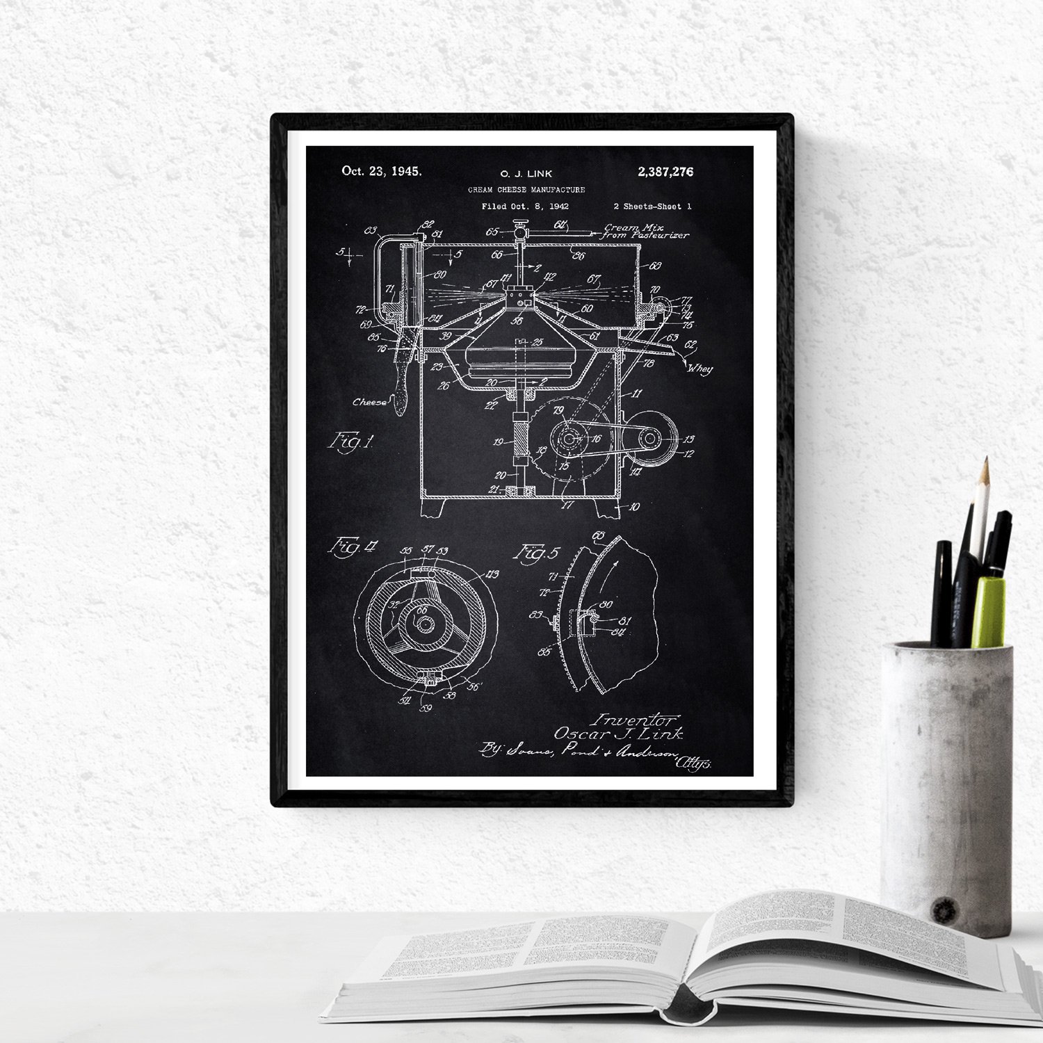 Nacnic Set 4 Stampe Vintage Brevetti Cucina – Poster A4 (21x29,7cm) Su Carta 250g, XIX Secolo