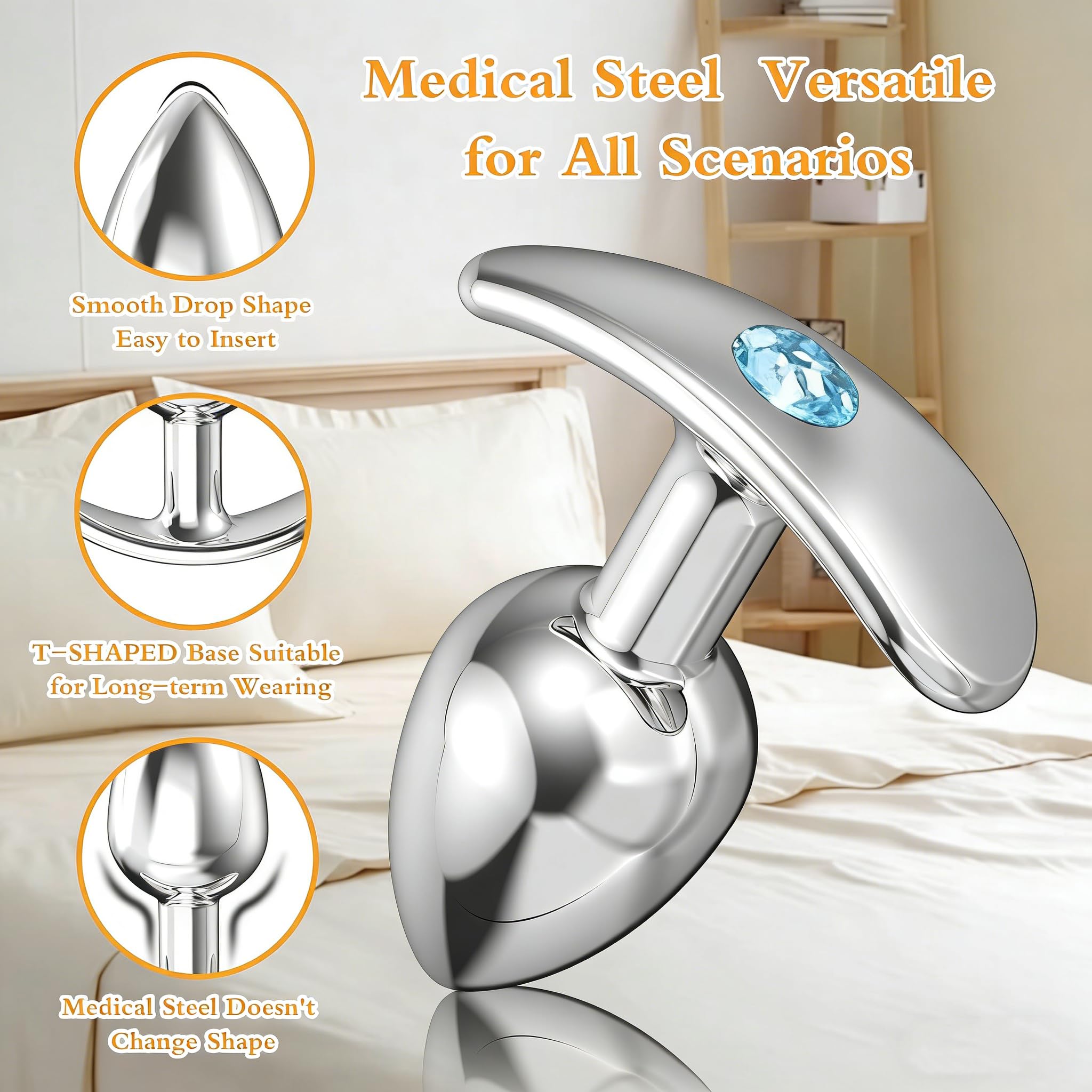 Anal Plug Butt Plug Adult Sex Toy for Beginner, Jewel Adult Aanl Toys with T-Shaped Base,Comfortable Long-Term Wear, Premium Small Training Buttplug, Sex Toys for Women Men Couples: T-Blue