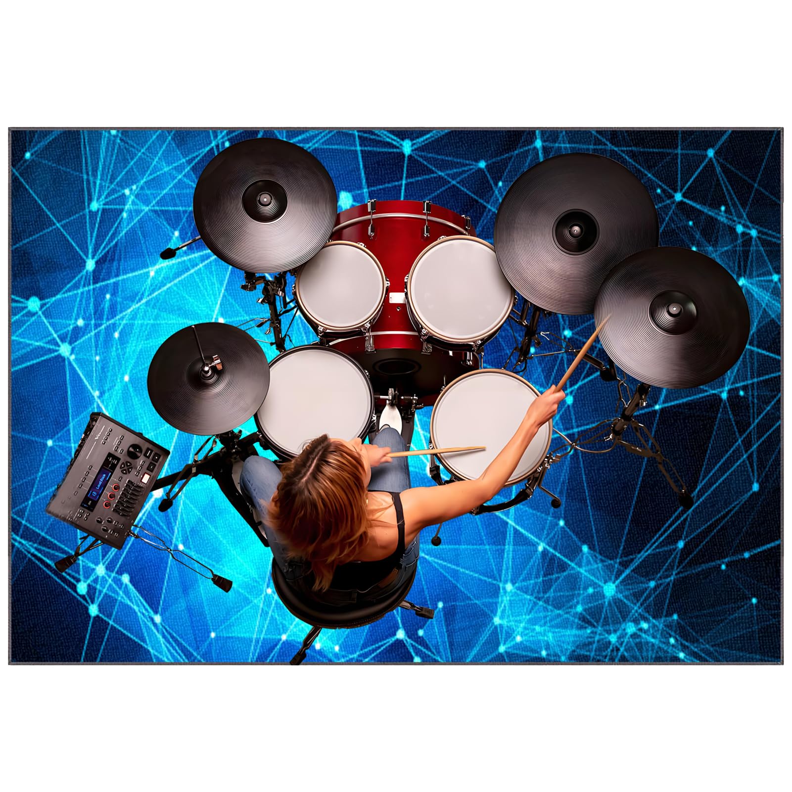 Drum Teppich, Schlagzeug Teppich Professioneller rutschfeste Trommel Teppiche, Elektronisches Schlagzeug Antivibrationsmatten, Klavierteppich Schlagzeugteppich, Schallschutzmatte 200 x 170 cm