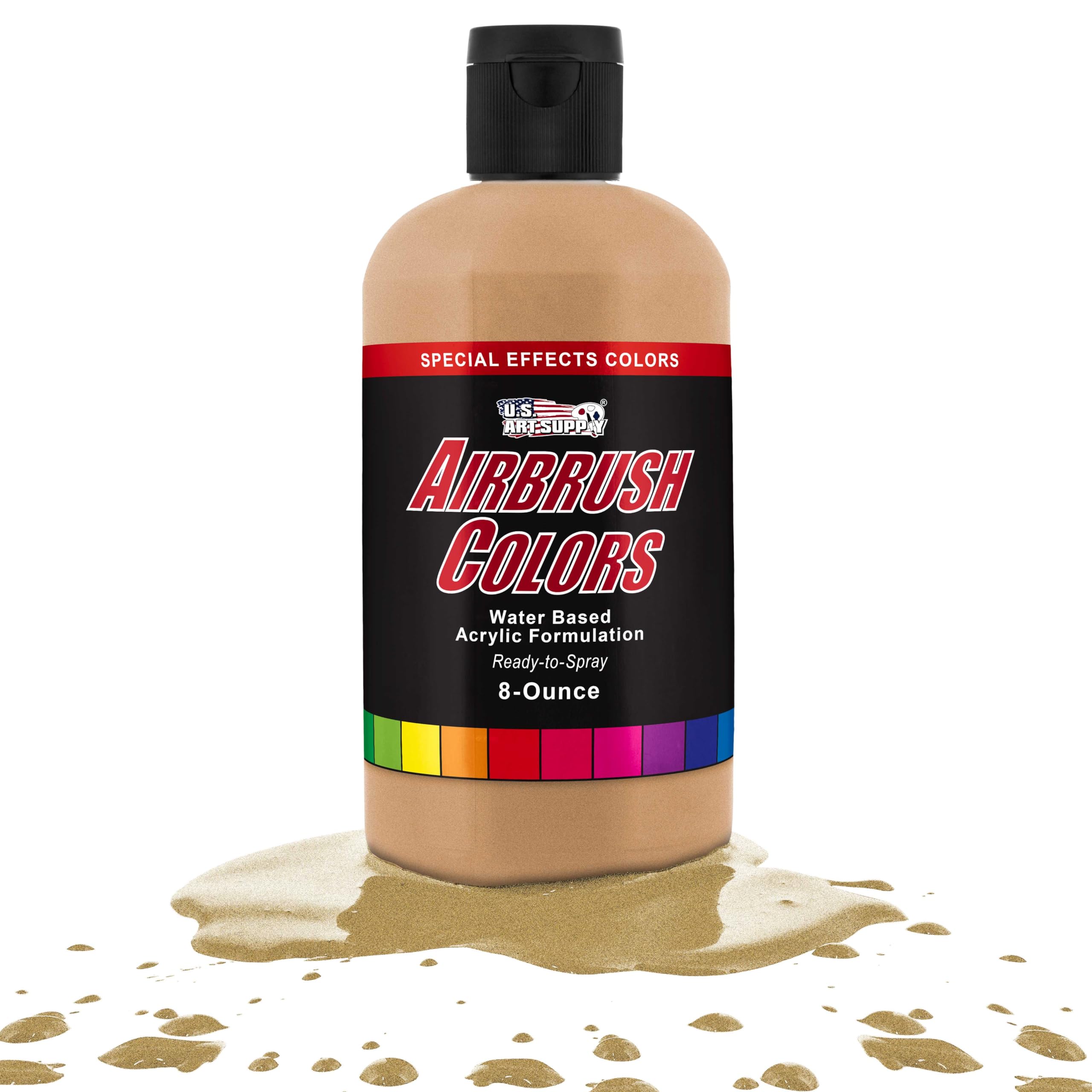 U.S. Art Supply Pearlized Gold Pearl Acrylic Special Effects Airbrush Paint - 8oz Ready to Spray Air Brush Paint for Nails, Models, Fabric -