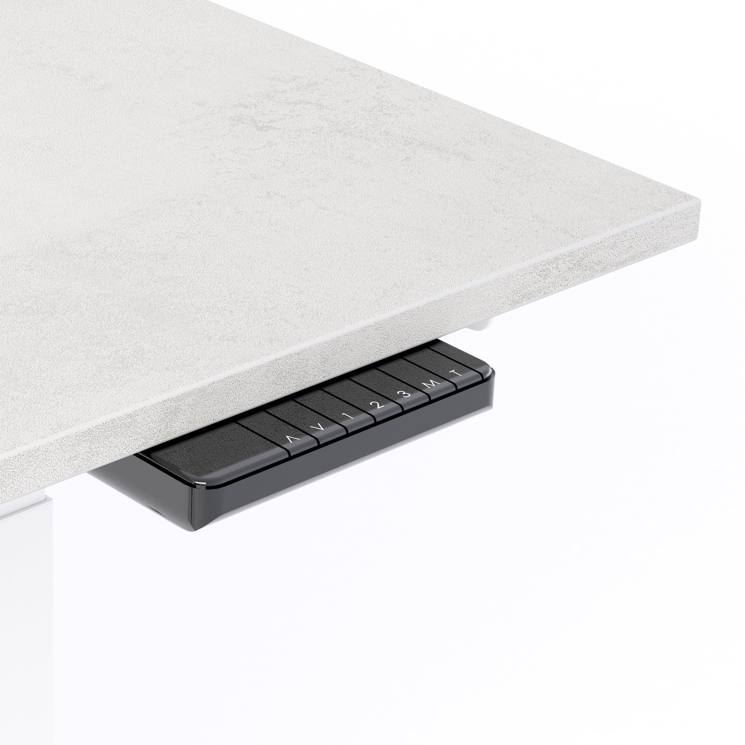 Mobili Fiver, Biurko regulowane Clara 160x80, Szary Beton z białymi nogami, Płyta laminowana/Aluminium/Stal, Nowoczesne biurko do biura