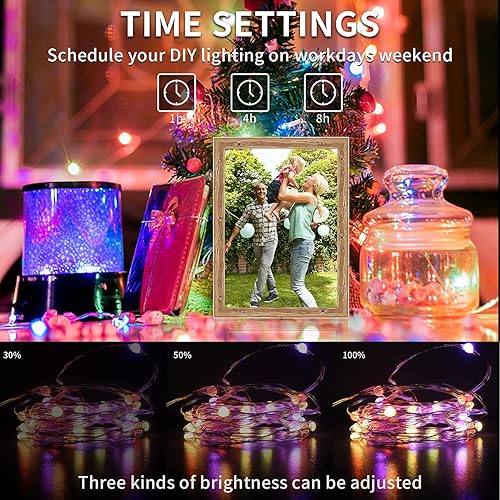 Miniatura 5 de AMKI Luces de hadas inteligentes, 65.6 pies, 132 luces LED con Bluetooth, WiFi multicolor cambiante, luz LED de hadas por Android iOS para