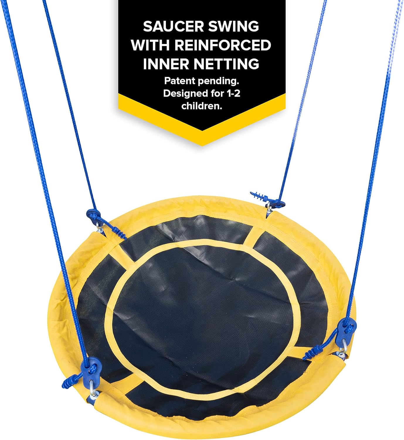 Sportspower 2 Person Flying Saucer Swing Platform with Heavy Duty Straps for Hanging, Yellow/Blue/Black (MSC-5276)