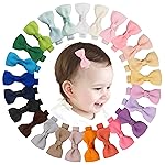 CLLOT Baby Girls Hair Clips 25PCS Fully Lined Tiny 2 Hair Bows Alligator Clips for Infants Toddlers