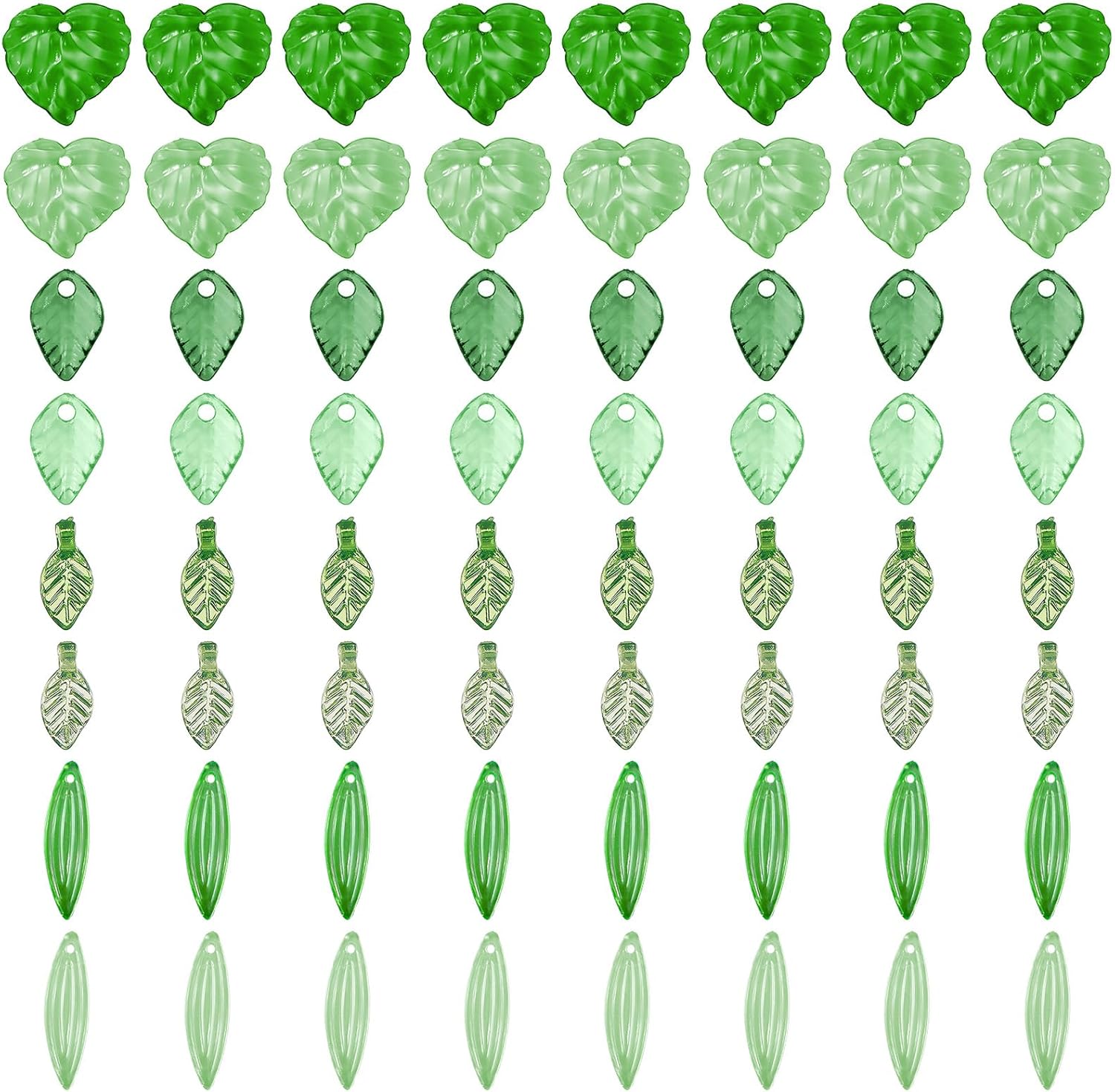 Sibba 320PCS Green Leaf Beads Acrylic Leaf Charms Pendants for Jewelry Making 8 Styles Tiny Maple Leaves Pendants Mini Glass Leaves Beads for DIY Crafts Earrings Necklaces Bracelets Spring Decorations - Image 8