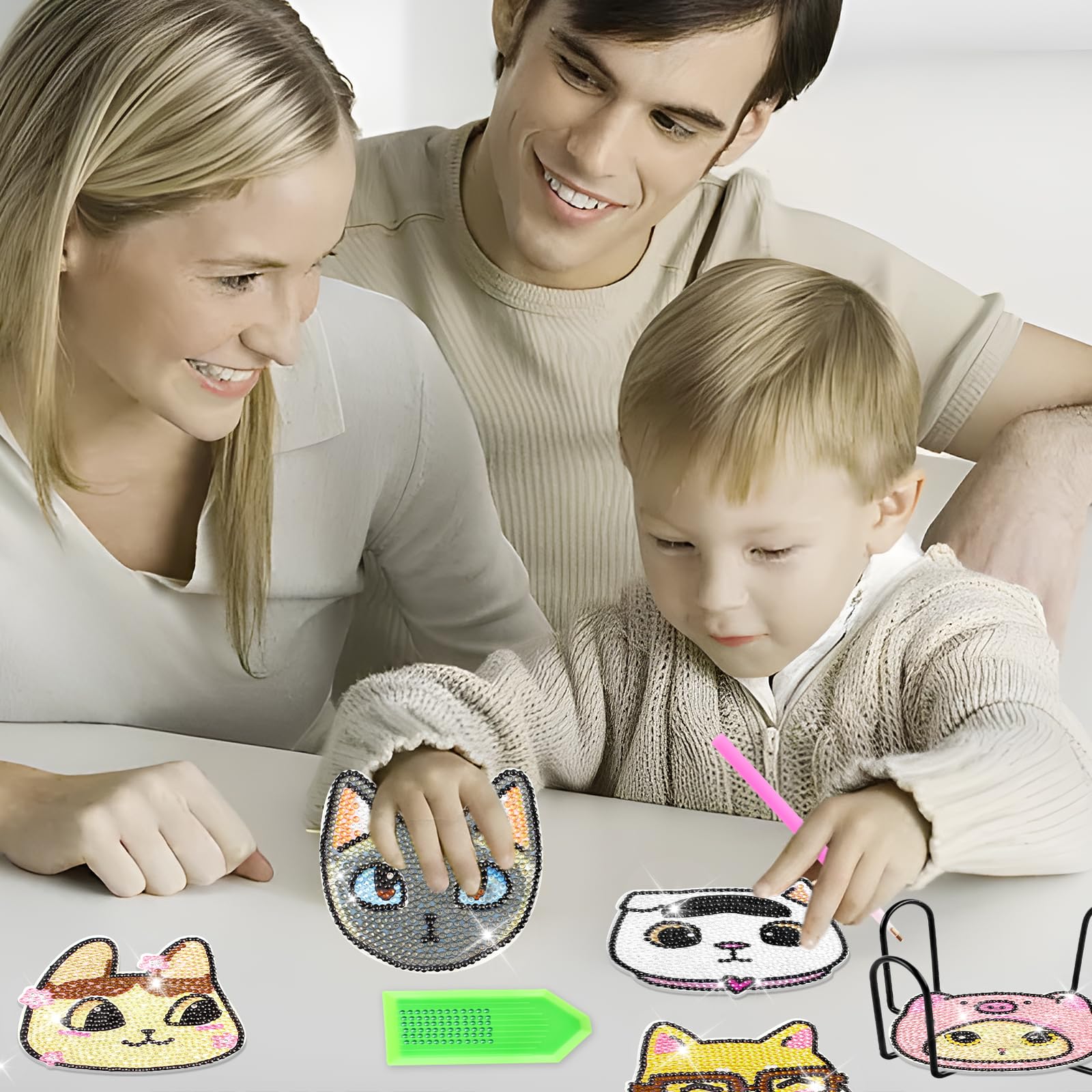 Amazon.co.jp: LUCKYBEE 12個入 ダイヤモンドアート猫 コースター  