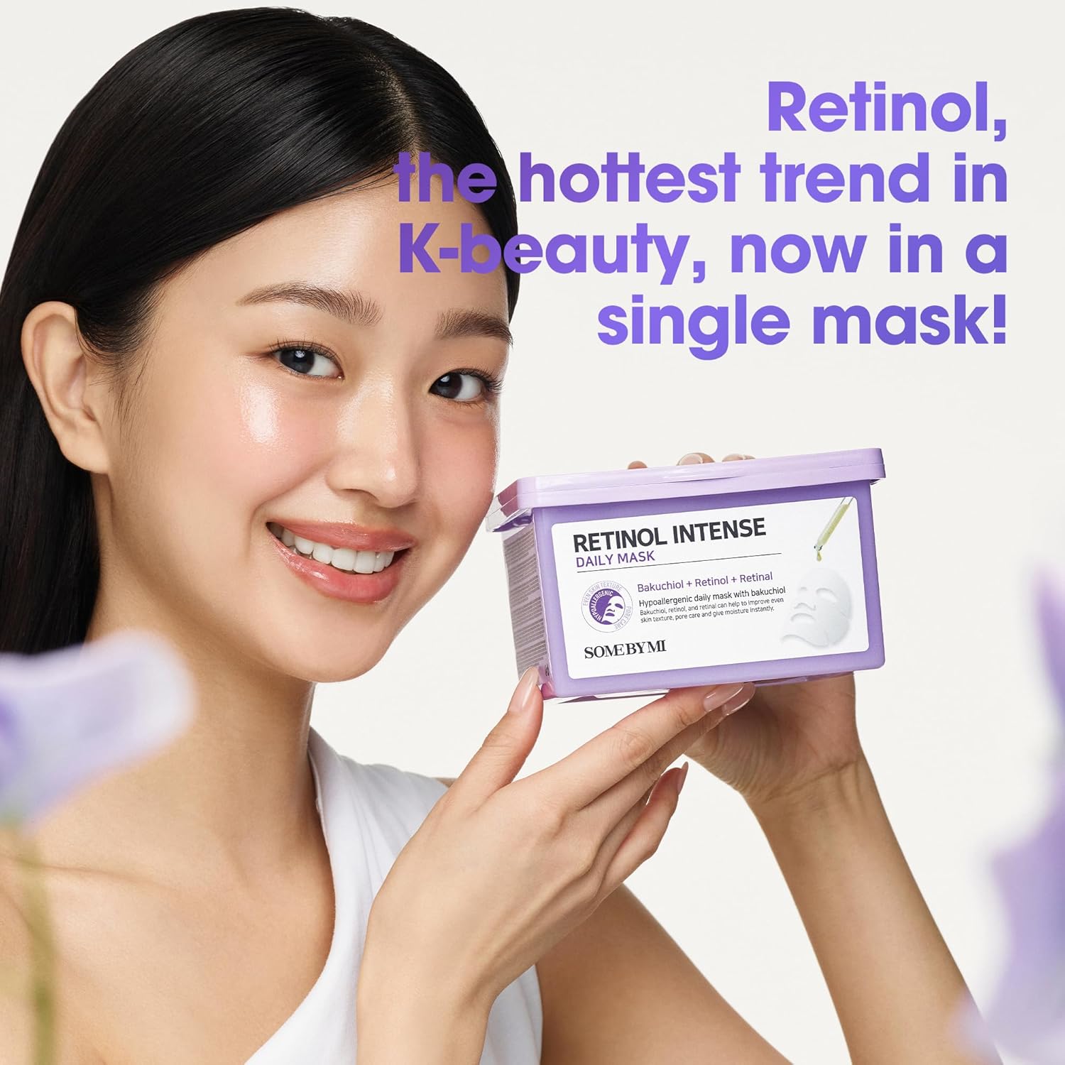 SOME BY MI Retinol Intense Daily Mask - 30 Sheets, 11.8Oz - Mild Korean Retinol Vegan Face Sheet Mask for Glass Skin Routine - Skin Texture, Elasticity and Aging Sign Care - Korean Skin Care