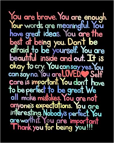 Vista 17 de You Are Brave, You Are Enough” Inspirational Wall Art Print – Affirmation Typography Poster for Self-Love, Mental Health – Classroom, Office