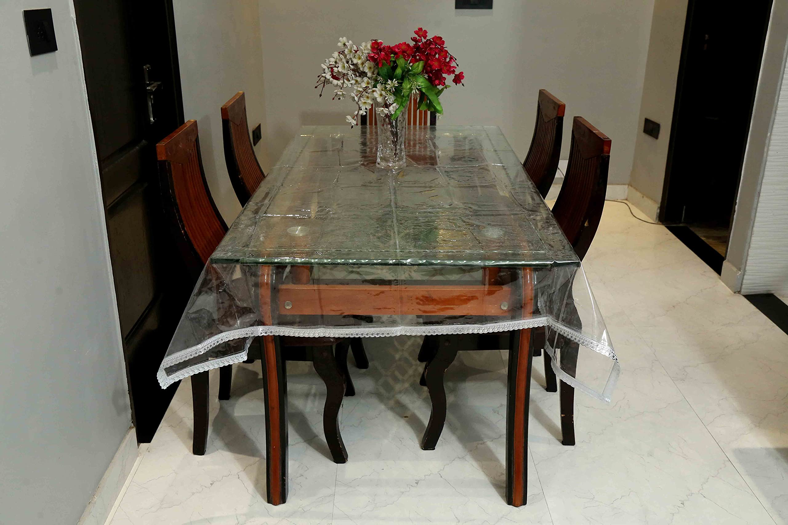 Dining Table Glass Colour Etching Designs Sleek Multicolor