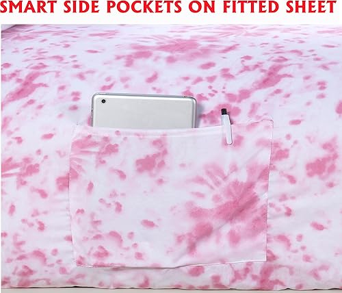 Miniatura 4 de Elegant Comfort Juego de sábanas suaves de lujo con patrón de teñido anudado de 1500 hilos, percal de calidad egipcia, microfibra suave, resistente