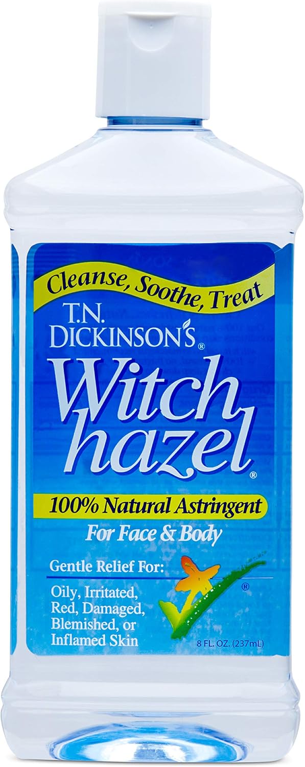 T.N. Dickinson's 8 oz. Witch Hazel 100% Natural Astringent with 100 Pcs. Cotton Rounds