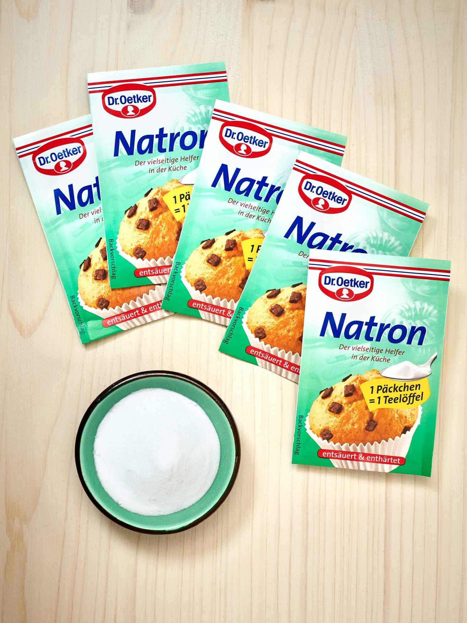 Dr. Oetker Natron 30er Pack - Natriumhydrogencarbonat zum Entsäuern, als Triebmittel in Backrezepten & zum Enthärten, vielseitig einsetzbar, vegan, 30 x 5 Päckchen á 5g