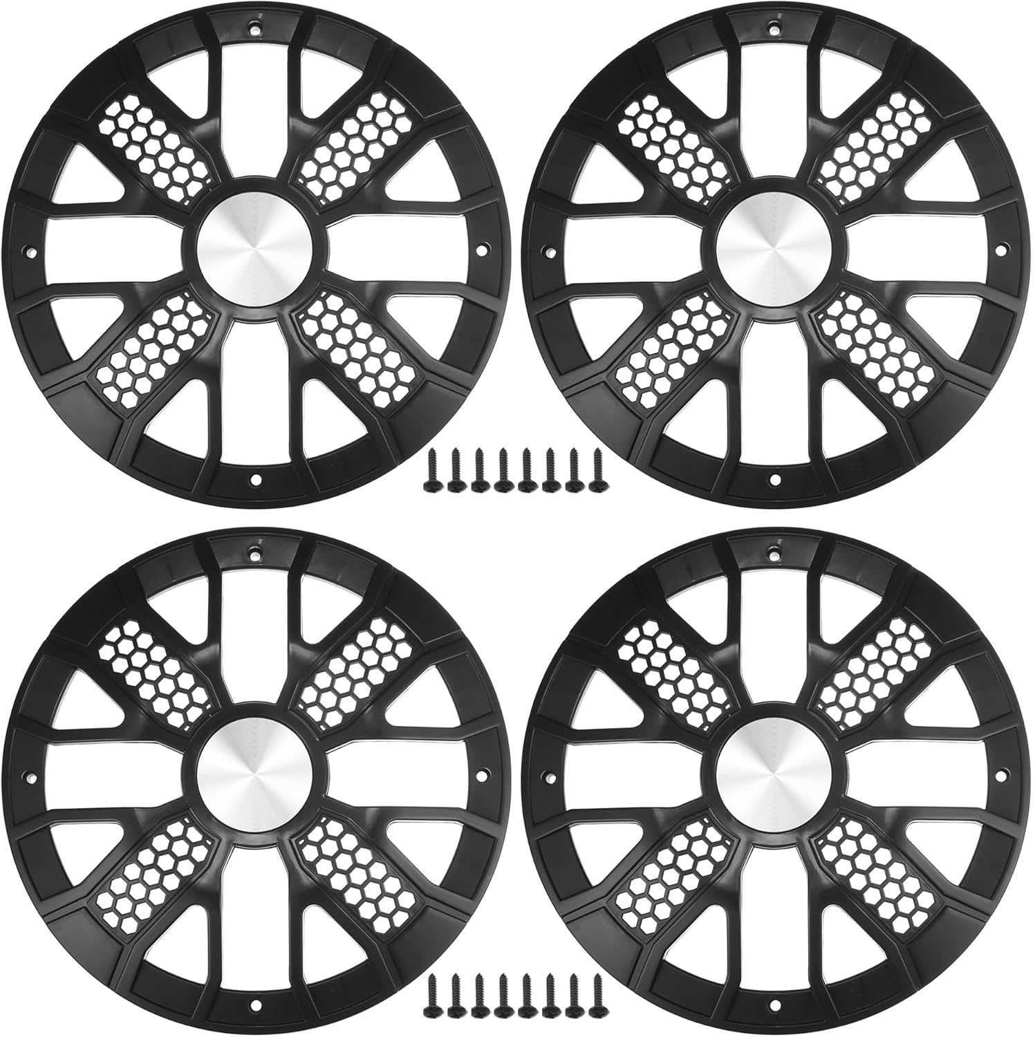ACROPIX Universal 10" Car Speaker Grills Cover Mesh Round 10 Inch Audio Speaker Subwoofer Guard Protector Case with Mounting Screws ABS Black - Pack of 4