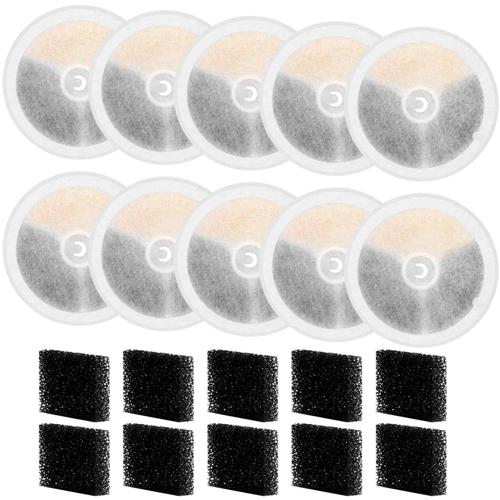 Sdivner 10 Pack Upgraded Cat Water Fountain Filters 4 Layer Action Water Fountain Filters Replacement Cat Drinking Fountain Filters Activated Carbon Filter for PETKIT Pet Water Filter