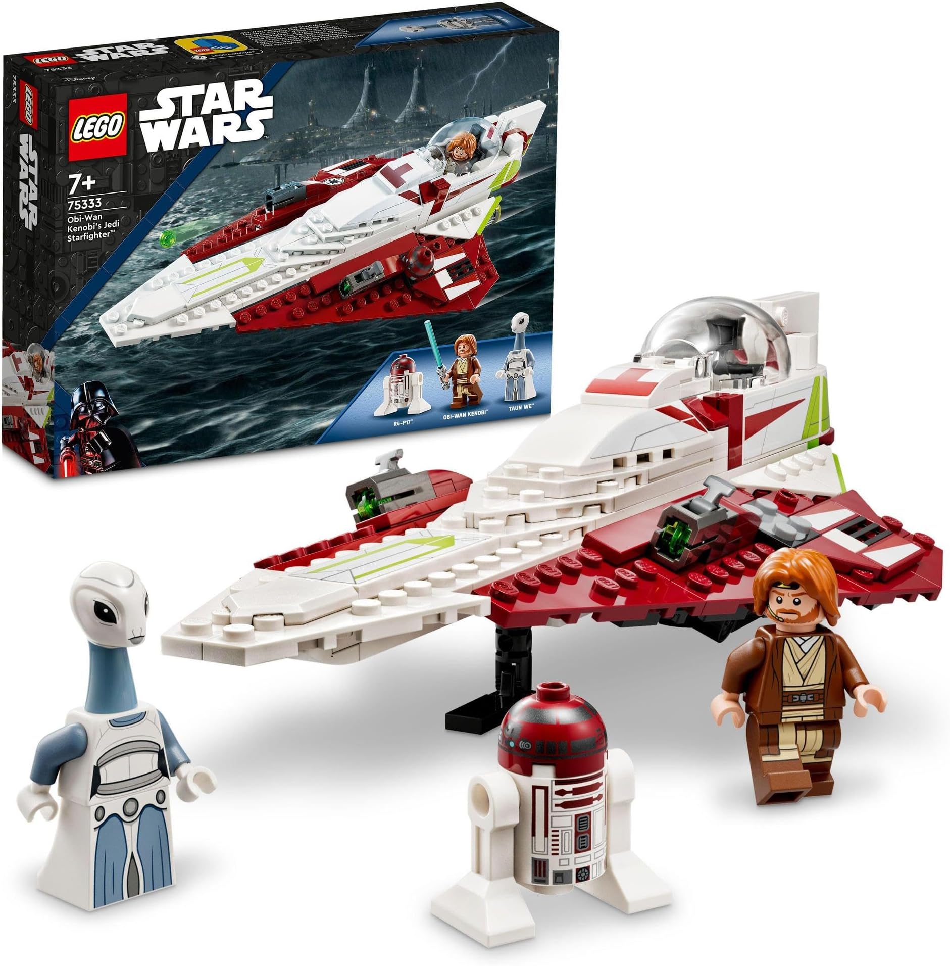 LEGO Star Wars Obi-Wan Kenobi Jedi Starfighter (TM) 75333 Toy Block Present, Universe, For Boys 7+
