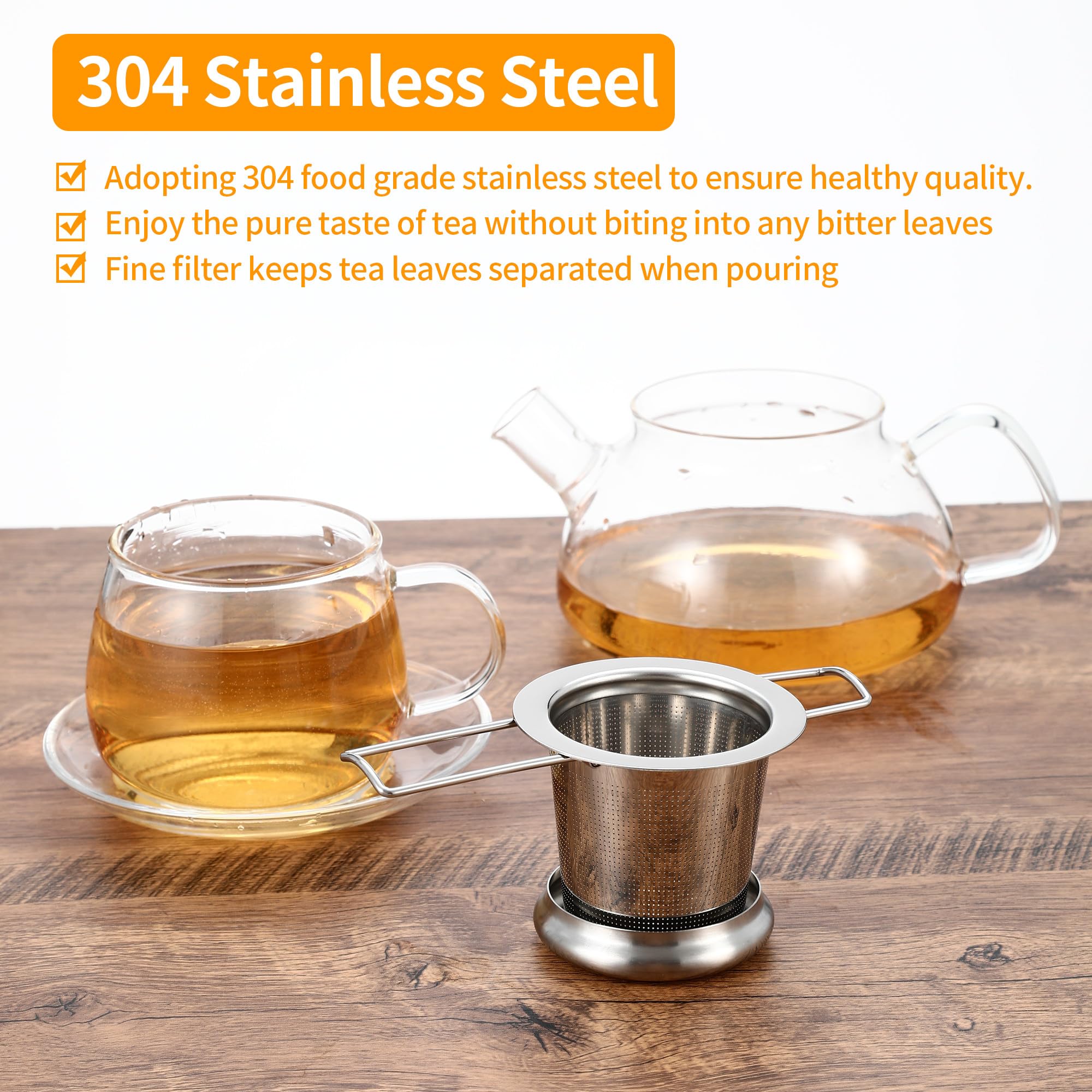 Winzwon Teesieb Set 2-teilig - Edelstahl Teefilter Mit Deckel & Abtropfschale