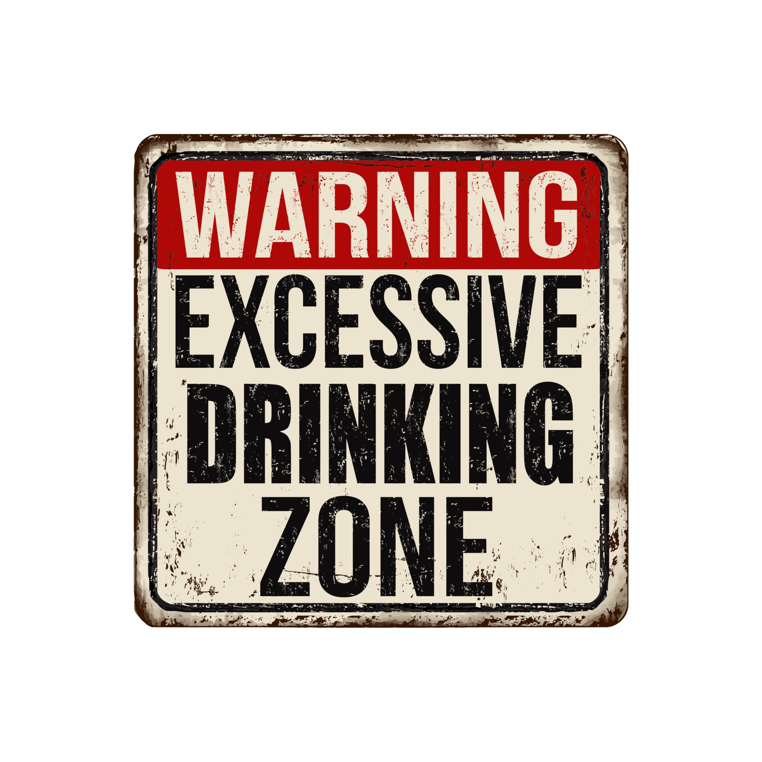 Wall4stickers Multi Funny Sign Sticker – “Warning: Excessive Drinking Zone” Vintage Wall Decor For Home Pub Bar Or Man Cave