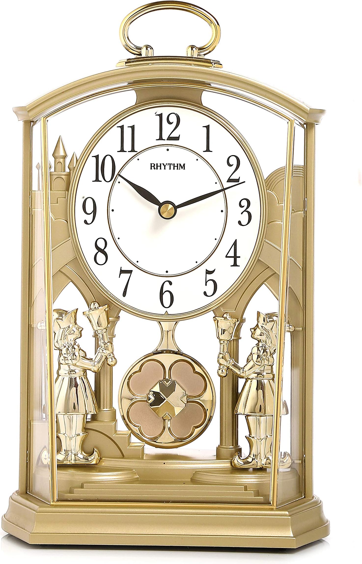 RHYTHM Plastic Table Clock (Gold_3.3 Inch X 5.5 Inch X 9 Inch)