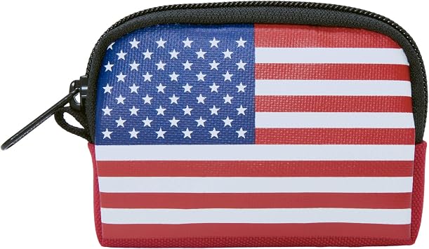 Manhattan Portage Stars and Stripes Coin Purse Black With Zipper Closure Pouch Eclectic Colors Credit Card ID Card Jewelry Keys Water Resistant Gift 1000D CORDURA Everyday Carry Red
