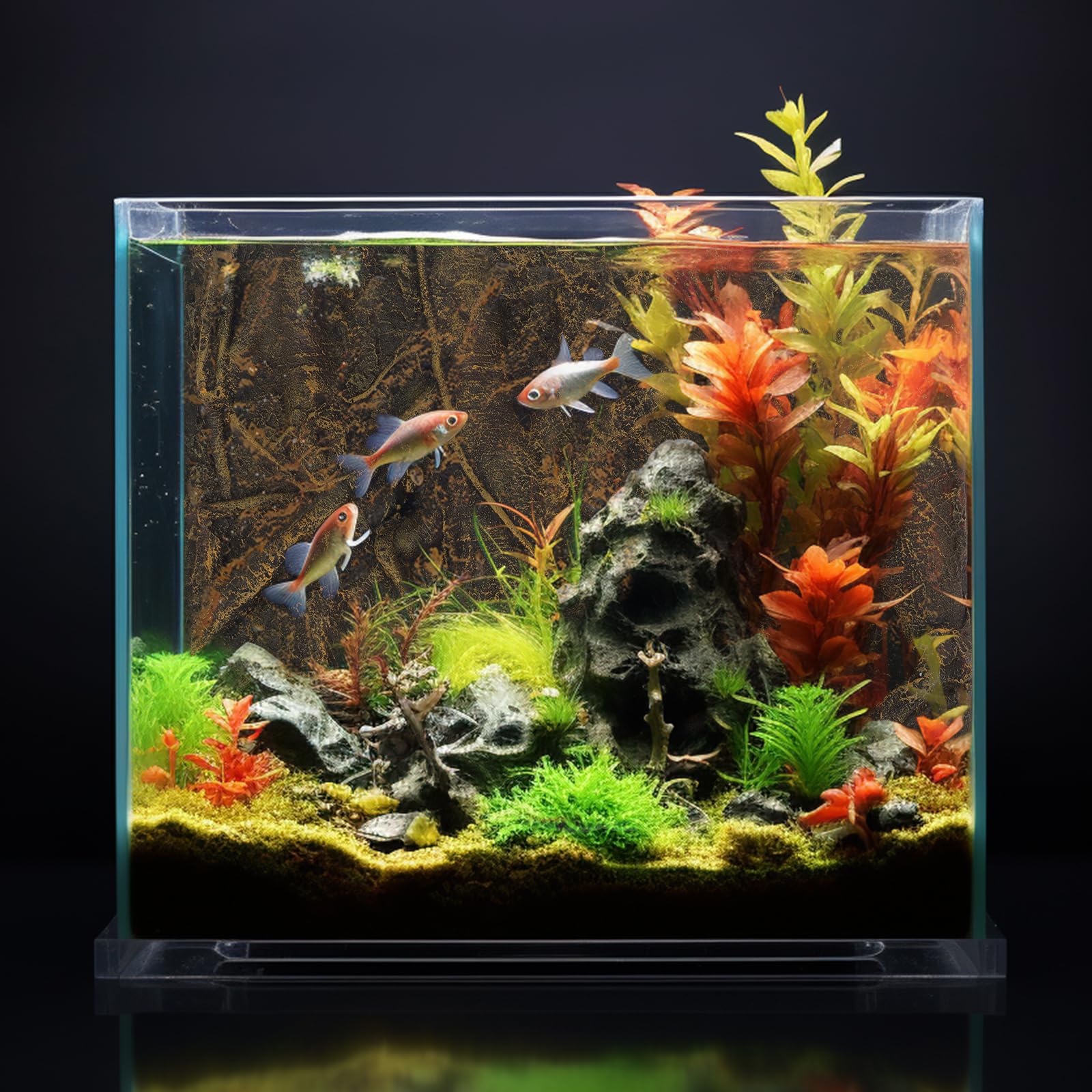 POPETPOP Tablero de fondo de terrario, placa de fondo de raíz 3D para decoración de acuario, telón de fondo de corteza para acuario, peceras,
