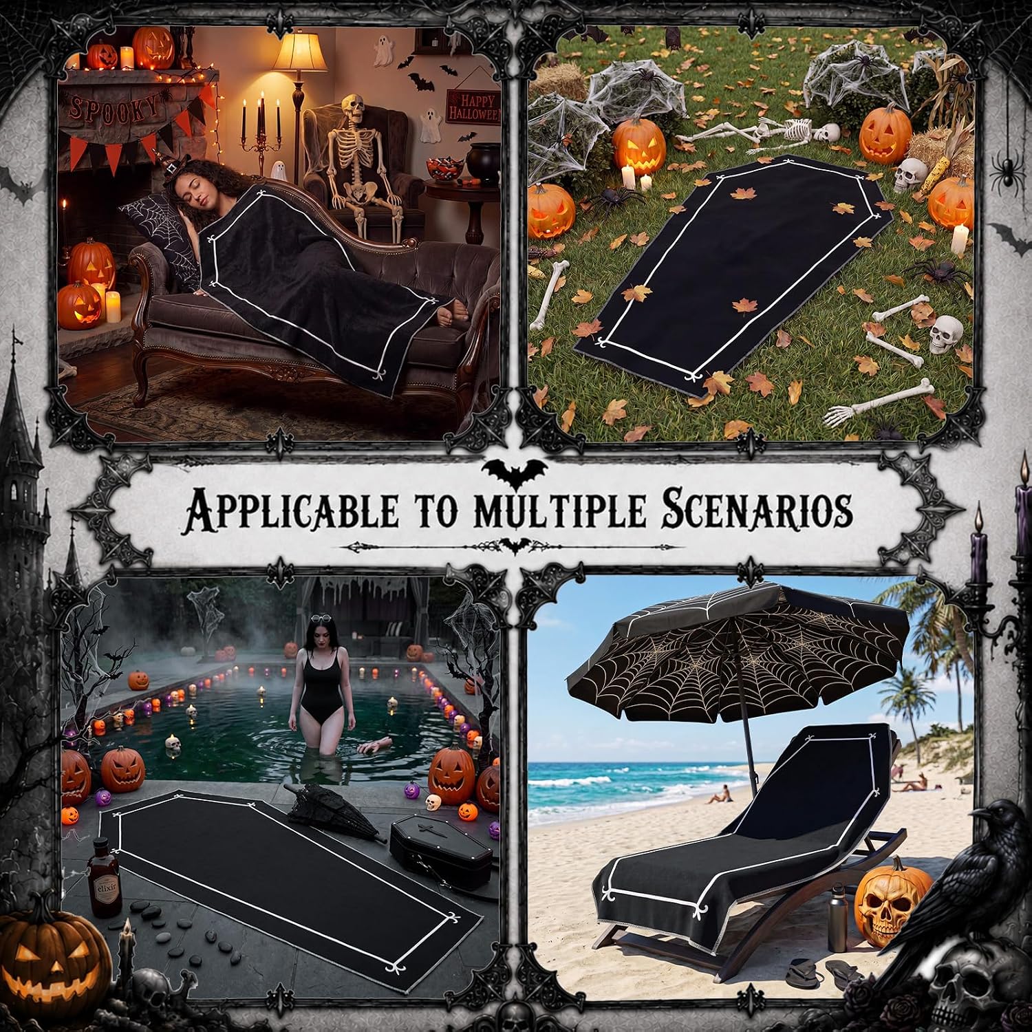 Irenare Halloween Coffin Blanket Decor Halloween Gothic Home Decor 60"