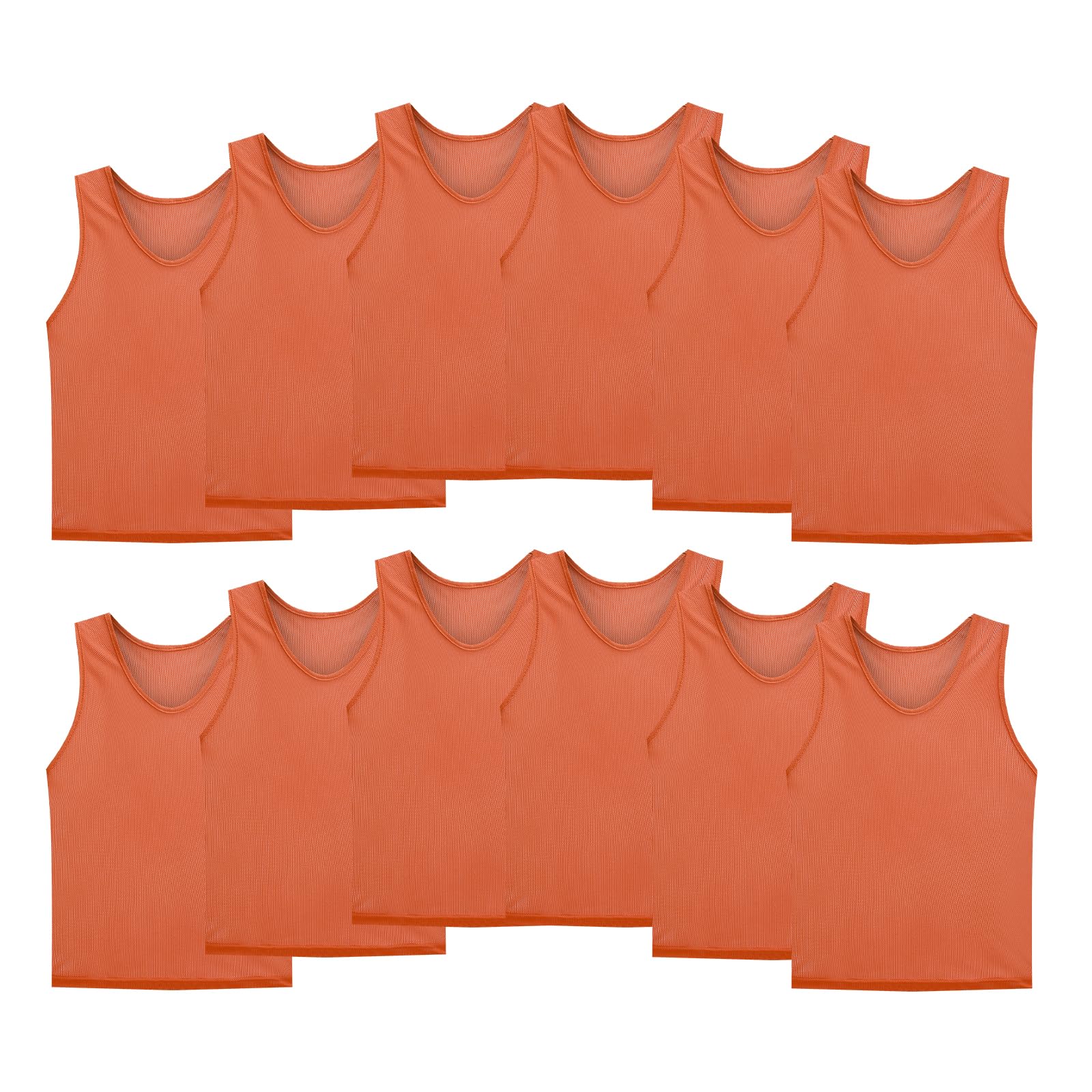 STLTYYP Sports Jerseys Mesh Pinnies Scrimmage Team Practice Vest for Kid for Teens and Adult (12 Jerseys)(XL, orange)